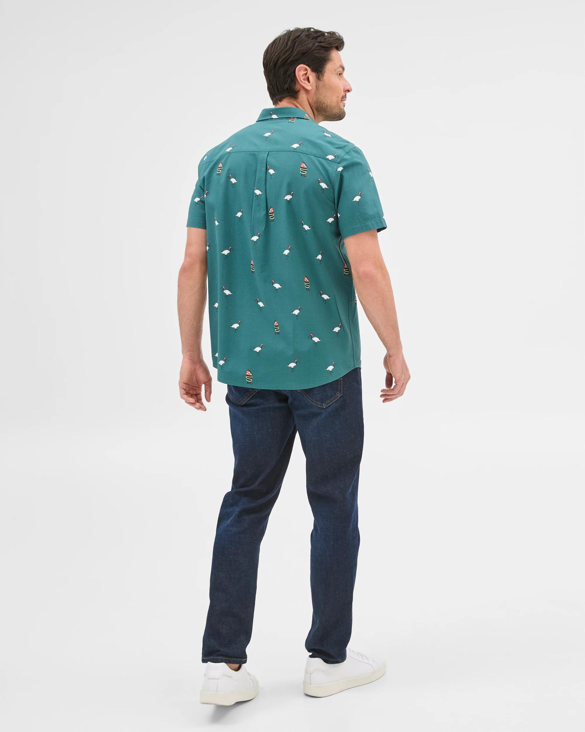 3 Target Christmas Bird Print Shirt GREEN, 3 of 5