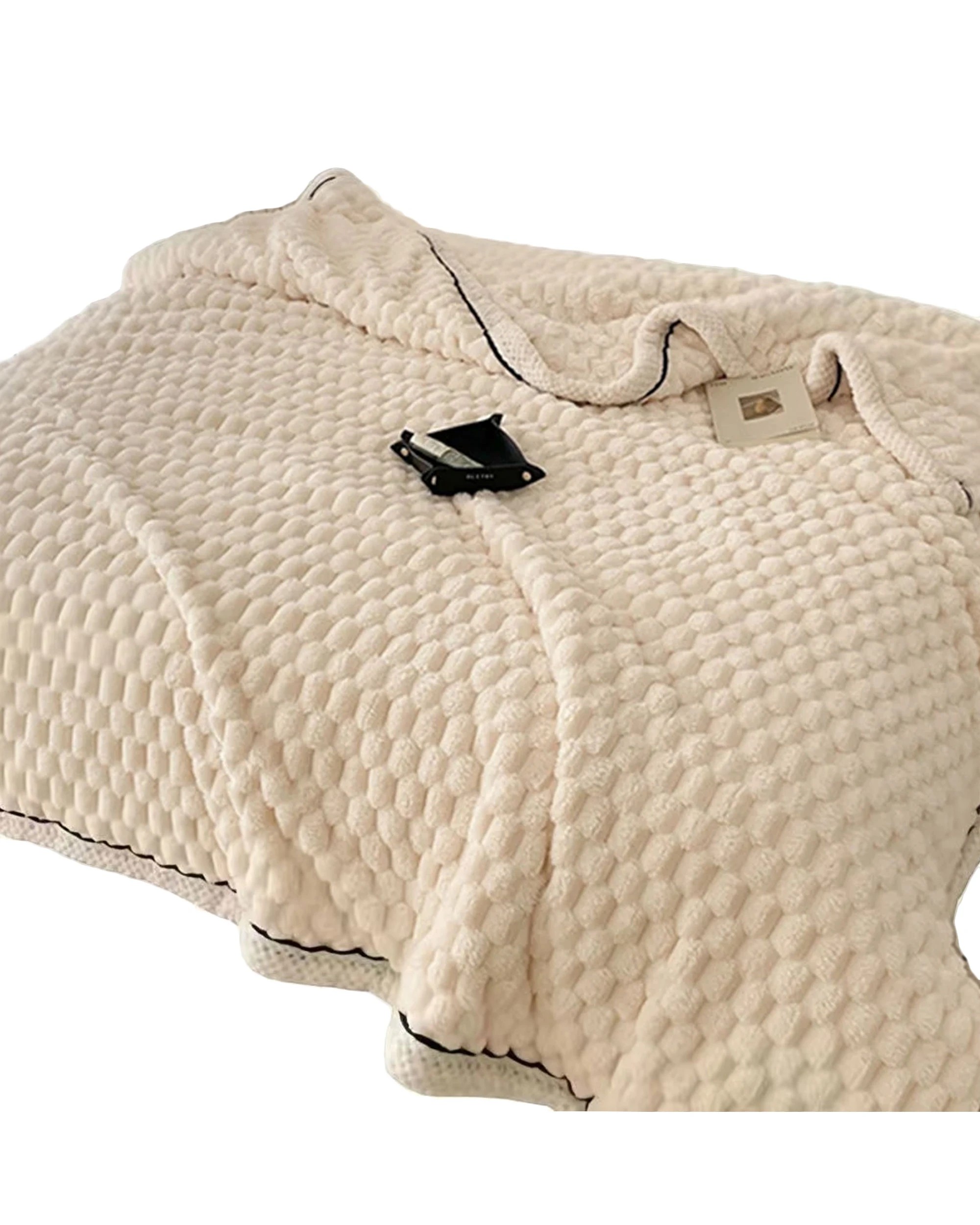1 Cotton More Large Soft Microsherpa Bed Blanket Throw 200x230cm Cream - White, 1 of 7