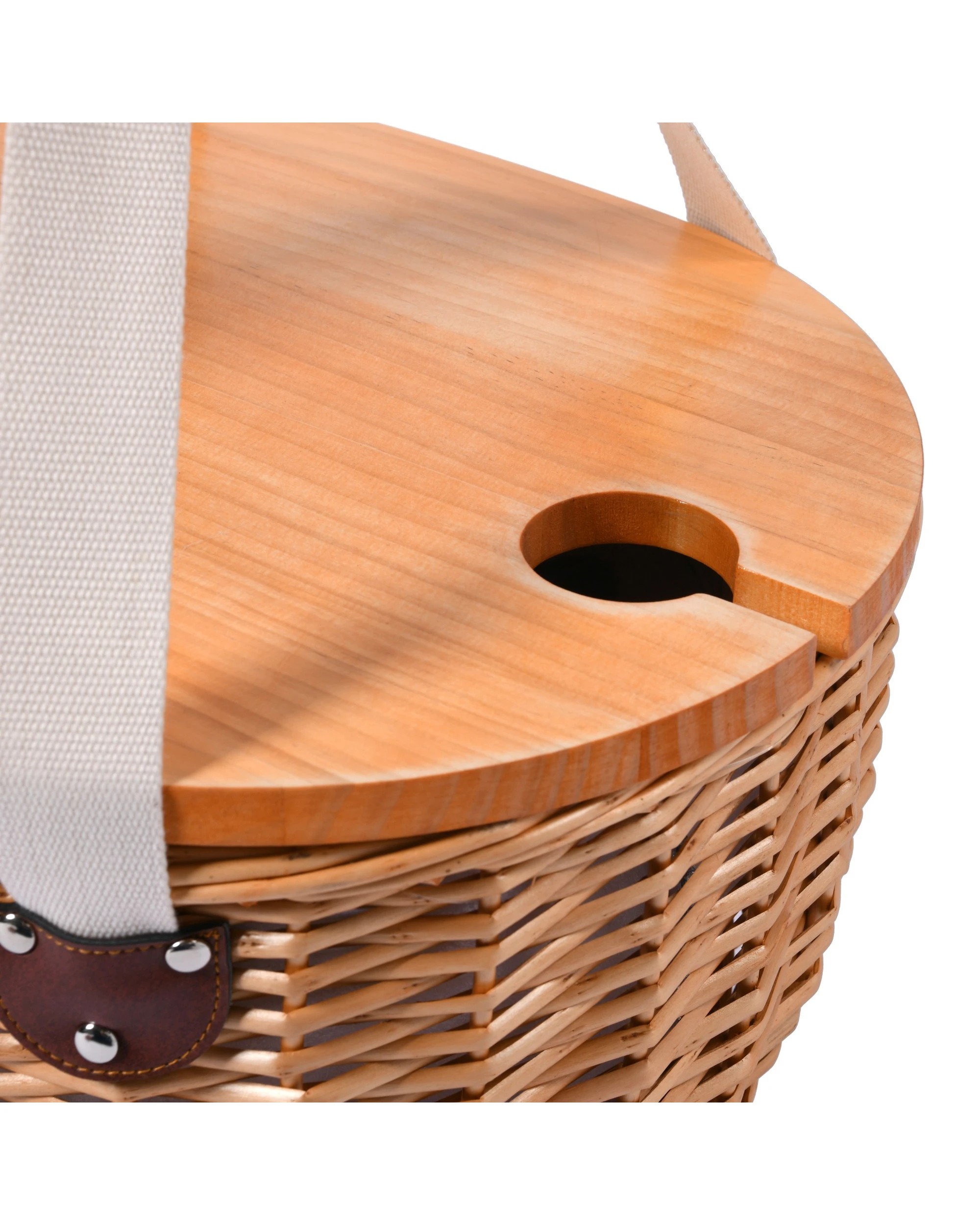 6 Vibes McLaren Vale 2 Person Oval Insulated Wicker Basket with Folding Table - Natural and Cream, 6 of 6