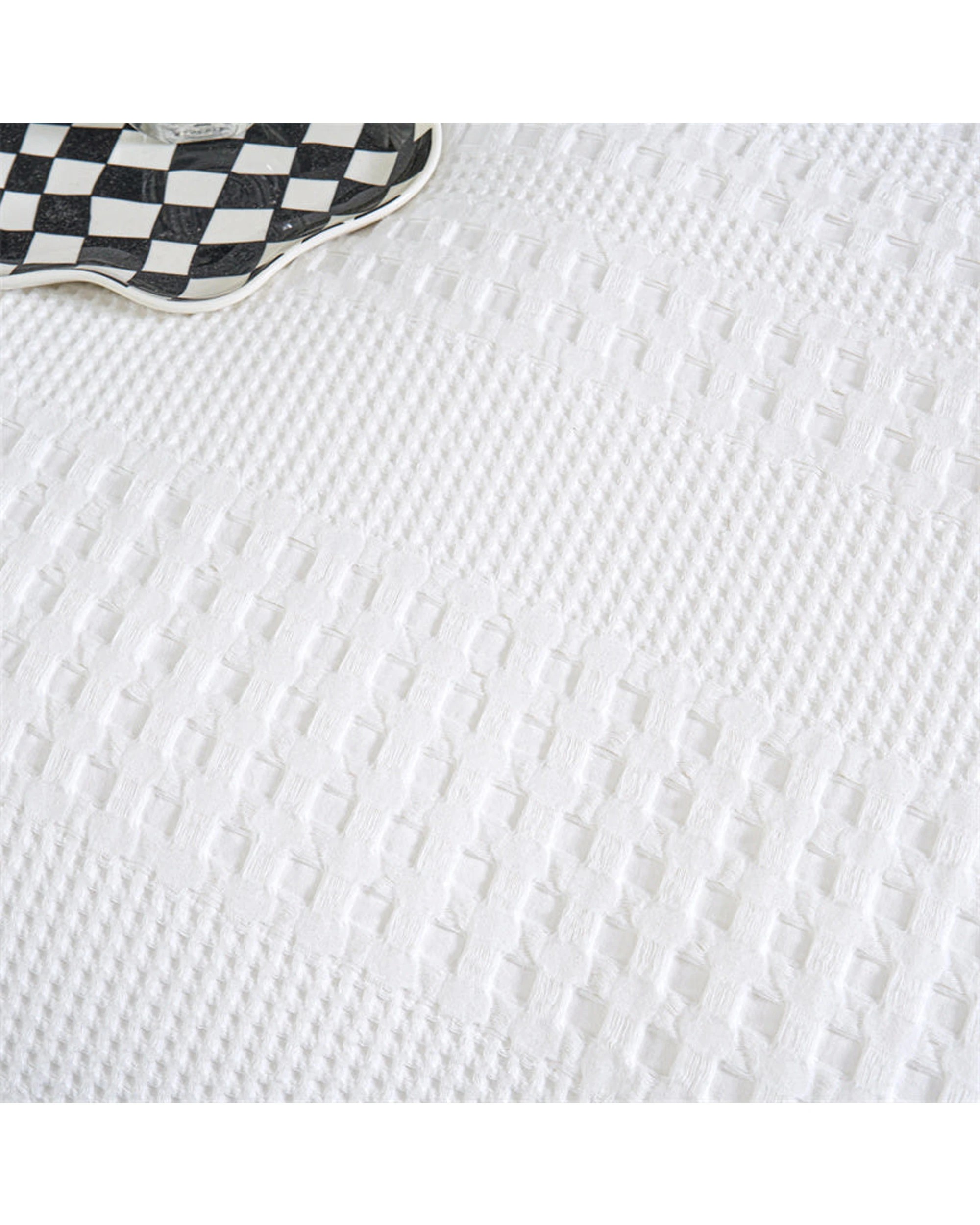 7 Cotton More 100% Cotton Striped Large Waffle Quilt Cover Set Queen - White, 7 of 7