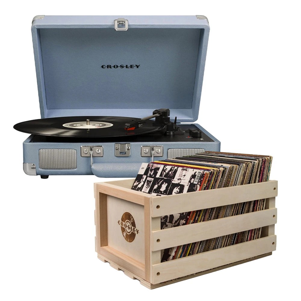 1 Crosley Cruiser Bluetooth Portable Turntable - Tourmaline + Bundled Crosley Record Storage Crate - Assorted, 1 of 5