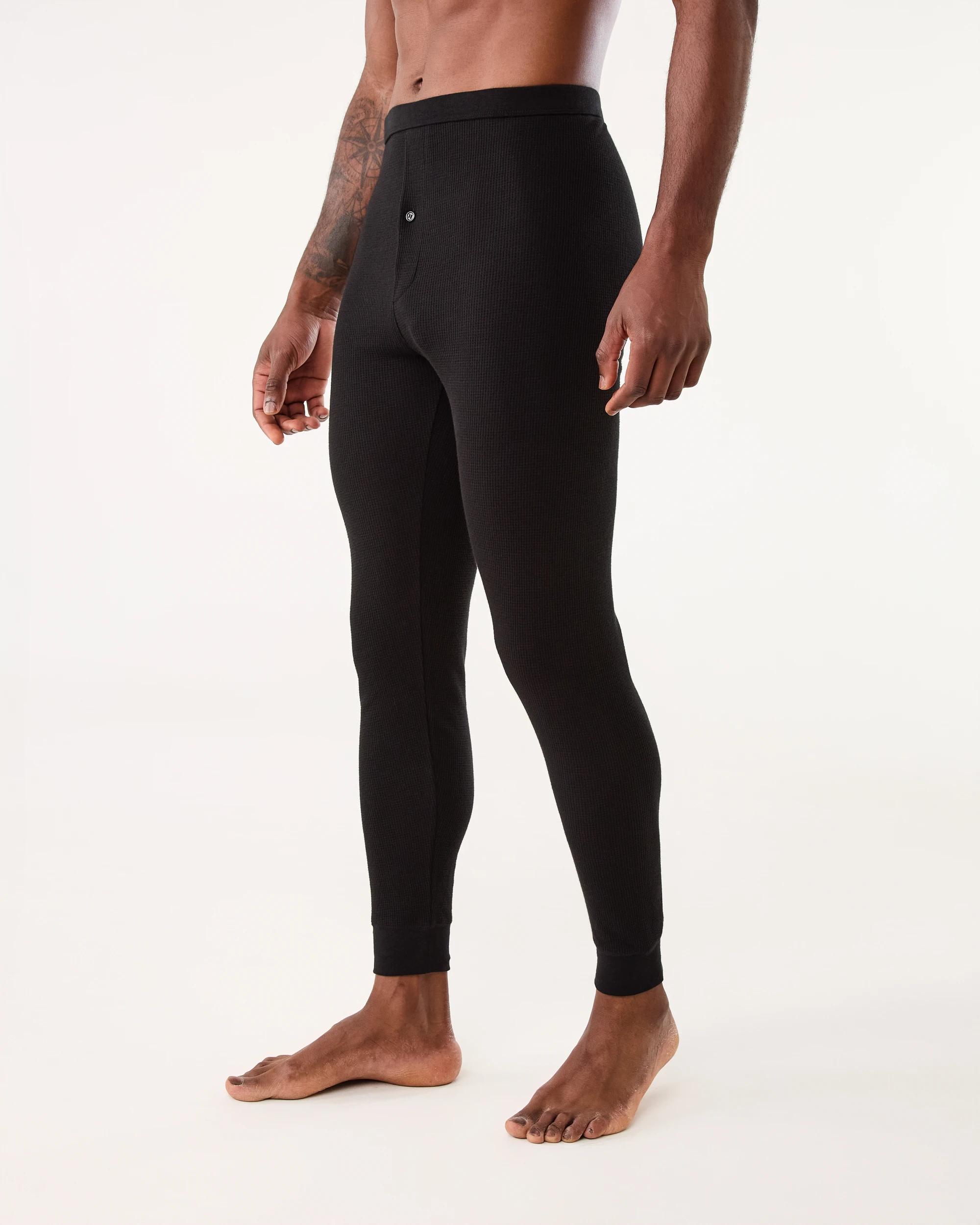 2 Long Leg Mini Waffle Thermal Pants Black, 2 of 4