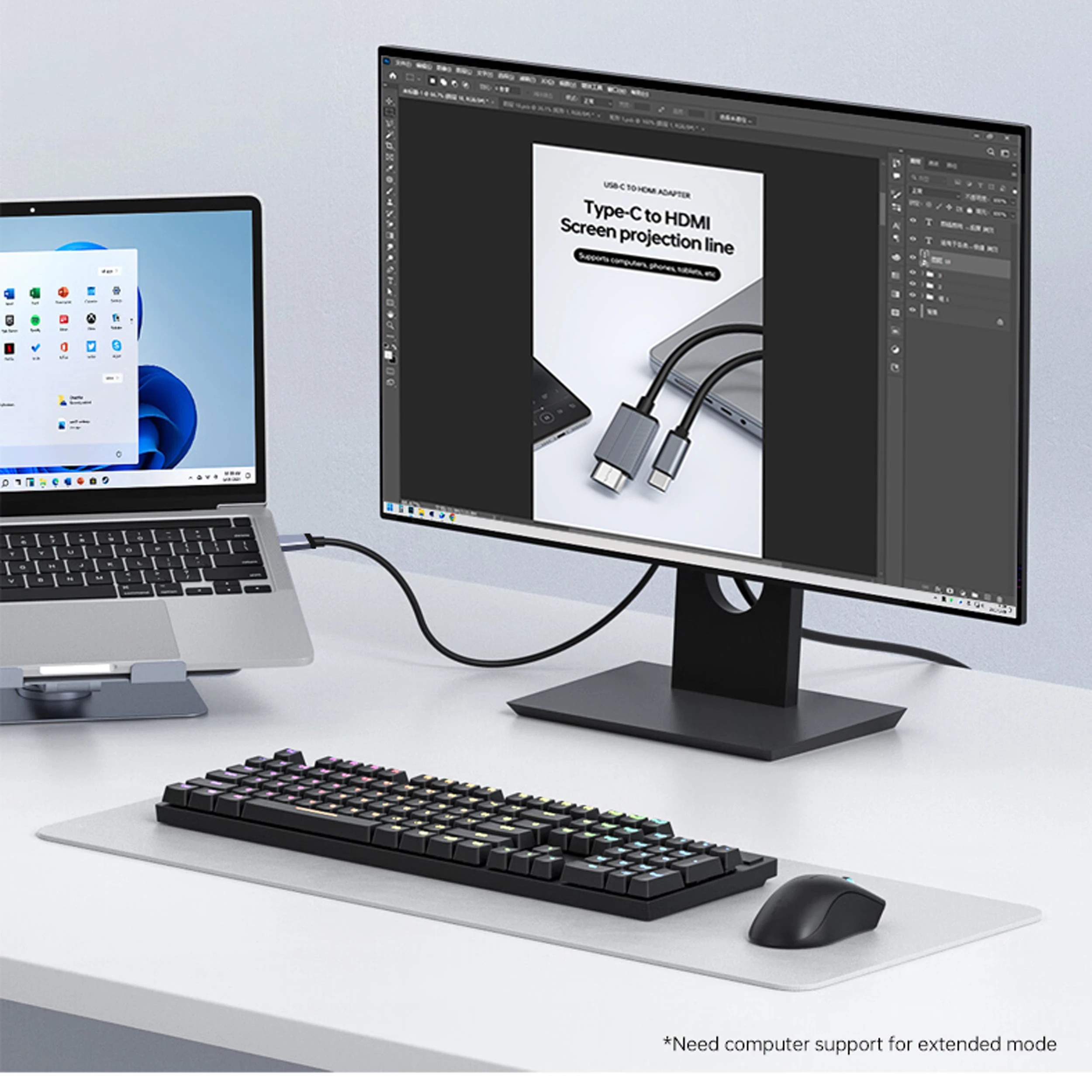 5 USB Type-C to HDMI 4K Adapter Cable iPhone MacBook Phone Audio Video Lead TV, 5 of 6