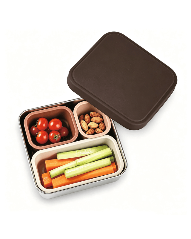 Stainless Steel Brown Silicone Lunch