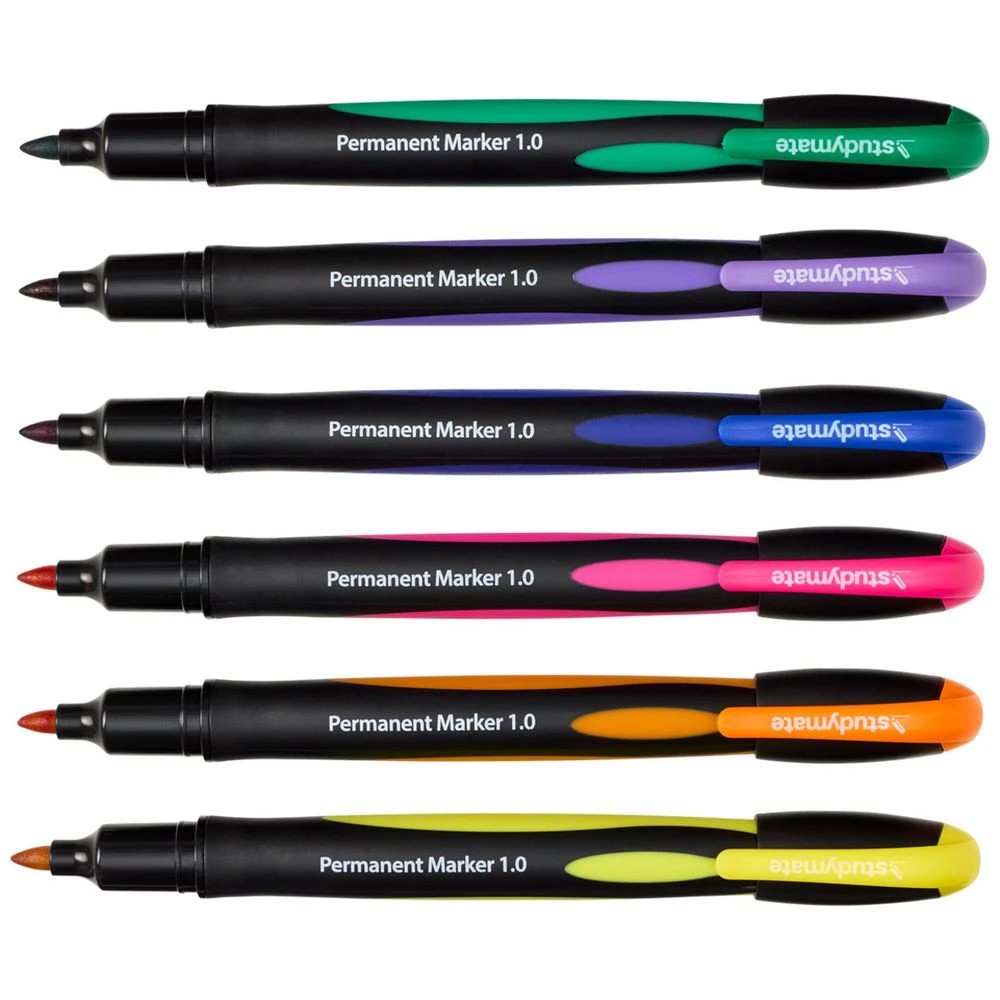 3 Studymate Permanent Marker 2.0mm Assorted 6 Pack, 3 of 10