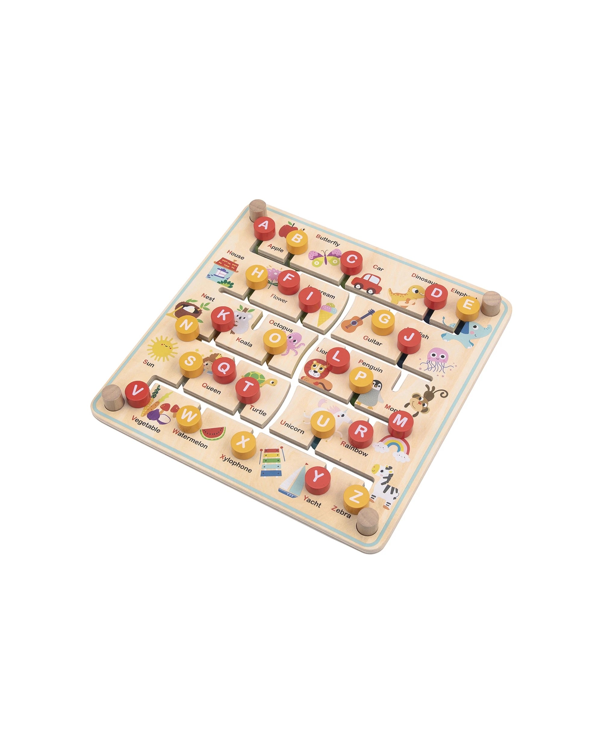 1 Tooky Toy Wooden Alphabet Farm Matching Maze Board Game Kids Fun Activity - Multi, 1 of 5