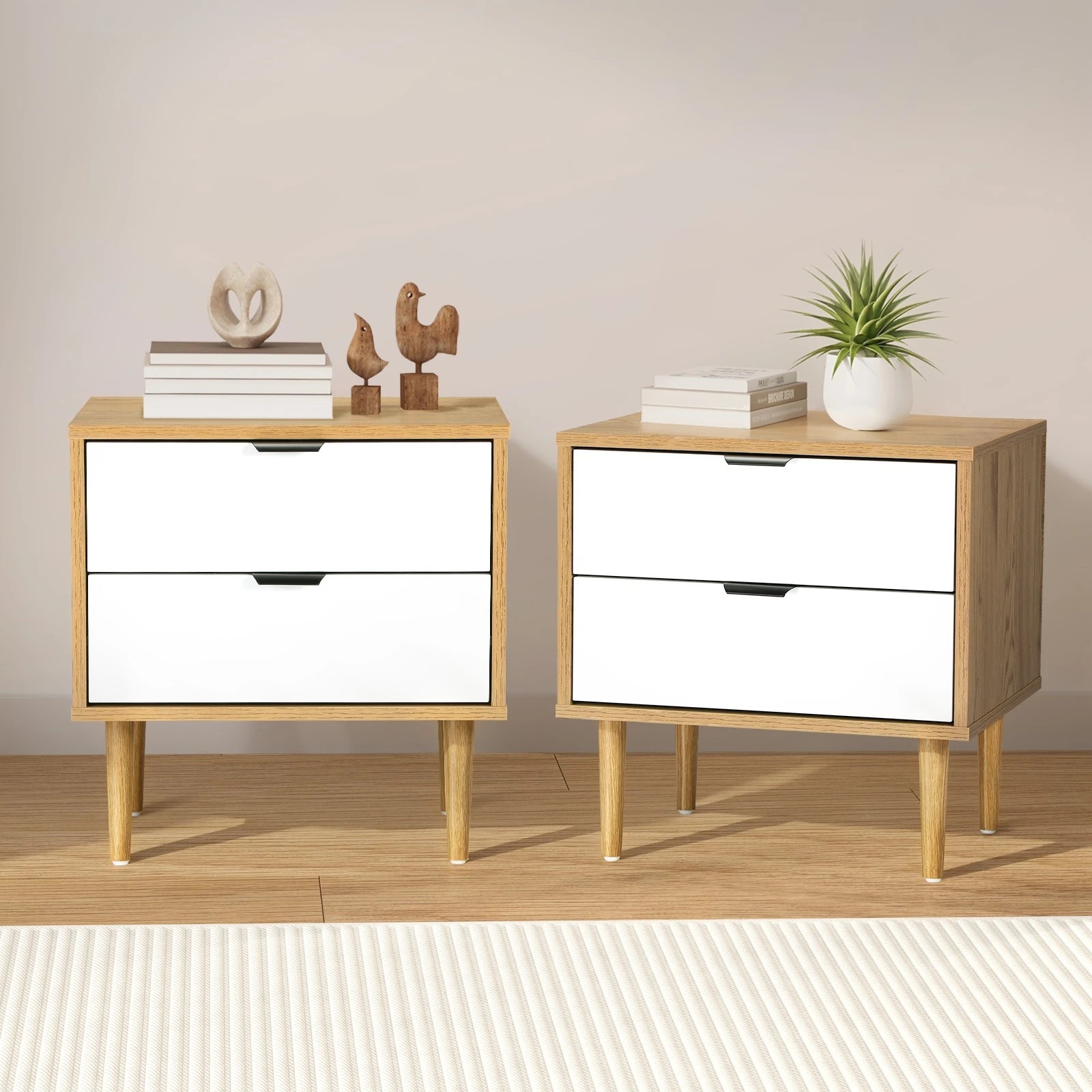 3 Oikiture Bedside Tables Set of 2 Side Table Nightstand Storage Cabinet - Multi, 3 of 4