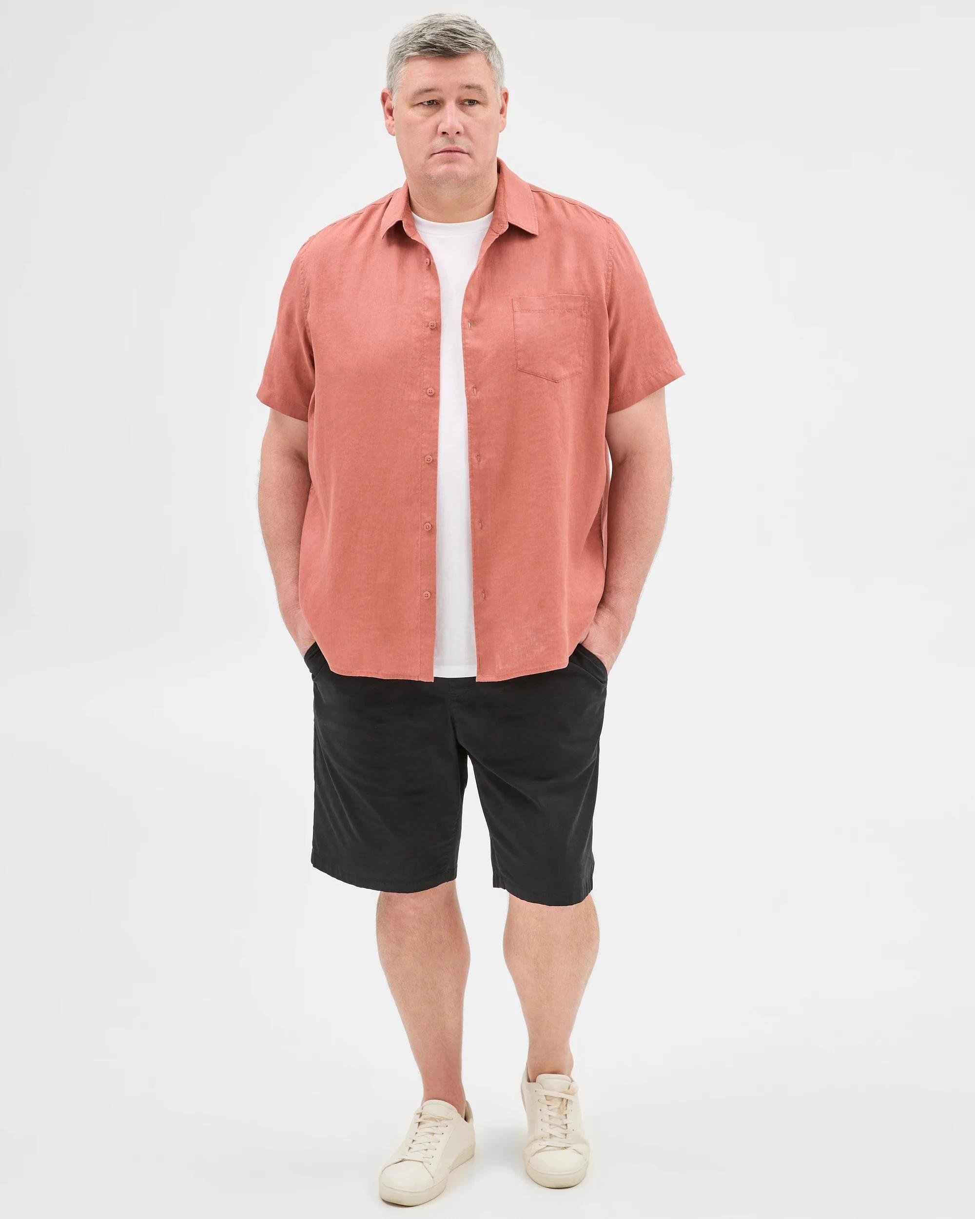 4 Target Man Plus Plus Size European Linen Shirt BRICK, 4 of 6