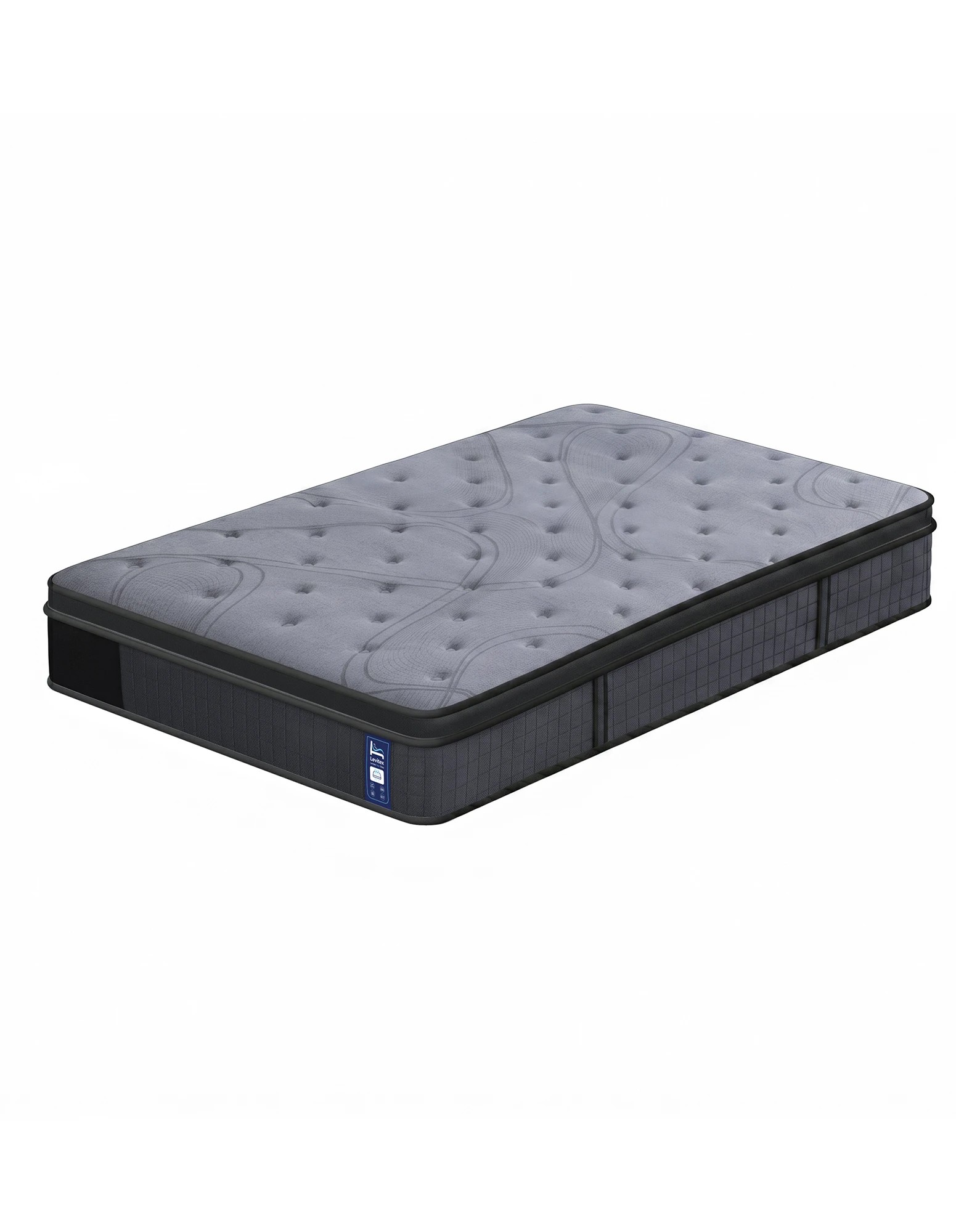 1 Levitex King Single Mattress 7-Zone Pocket Spring 8.0 Extra Firm with Dual-Row Edge Knit Cover - King Single Bed - Grey, 1 of 8