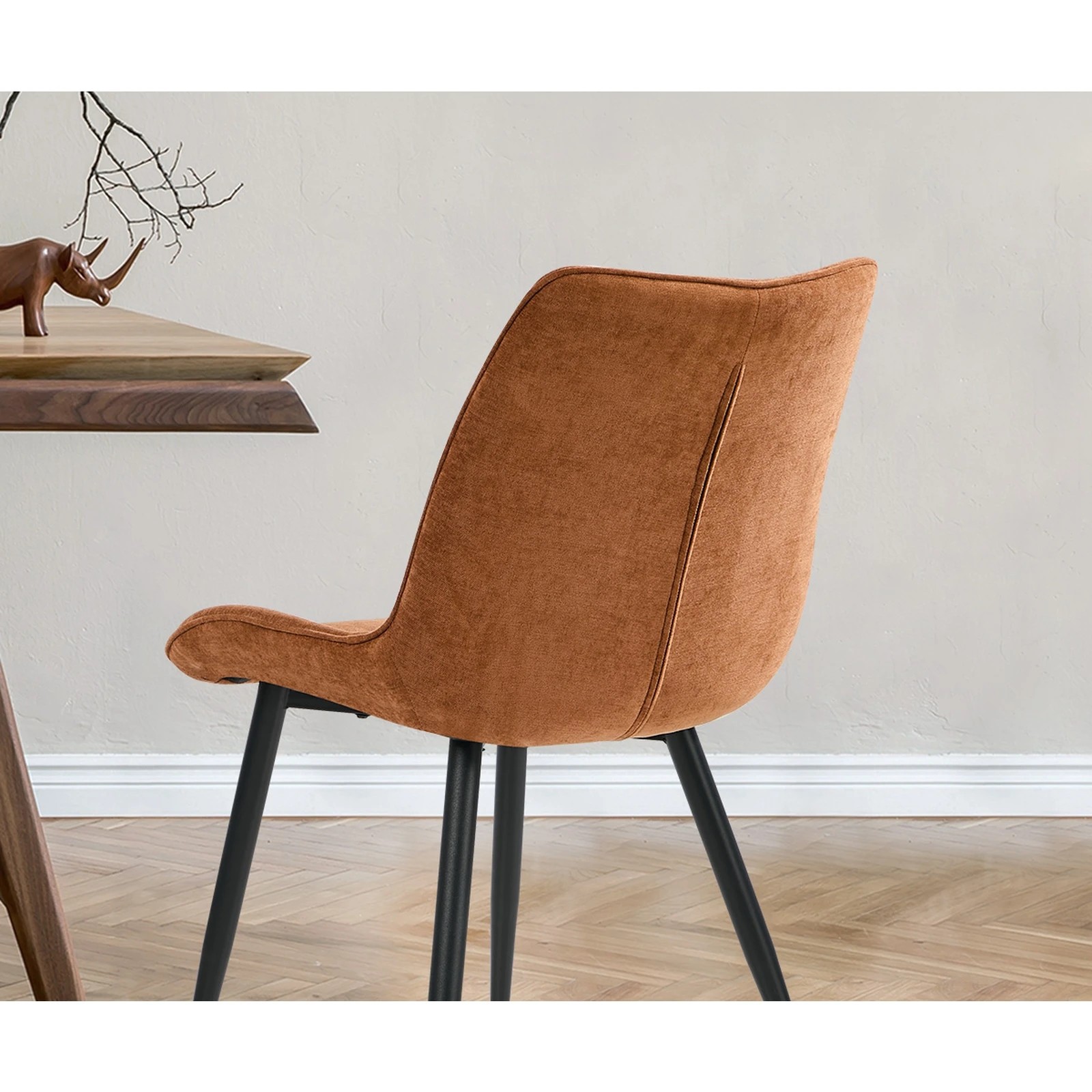 5 Oikiture 2x Dining Chairs Kitchen Accent Chairs Upholstered Linen Fabric- Orange, 5 of 9