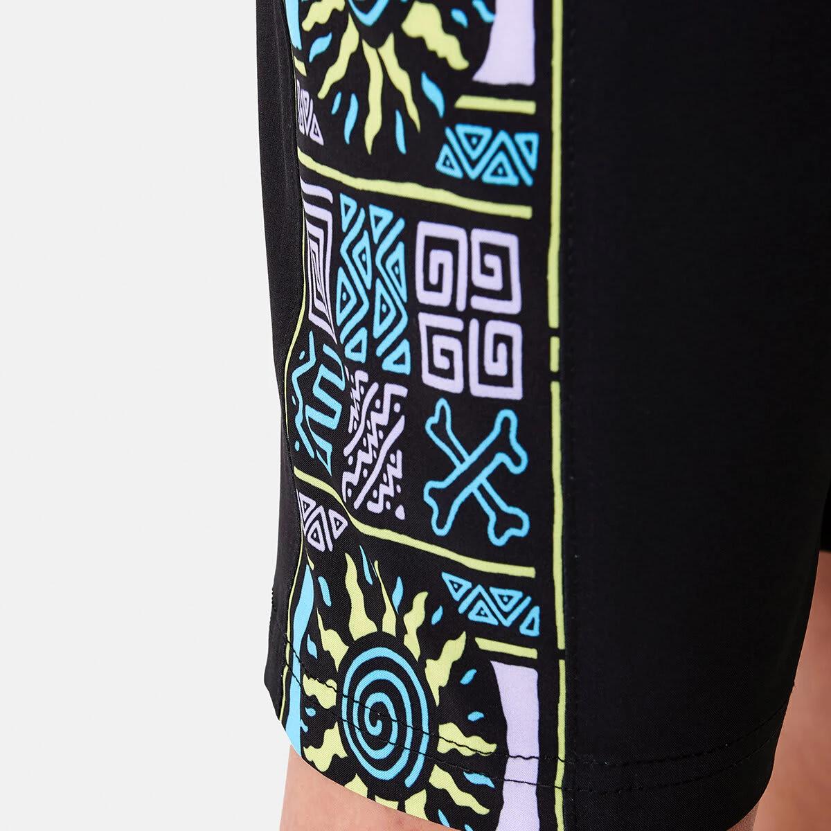 4 Panel Print Swim Shorts Black, 4 of 8