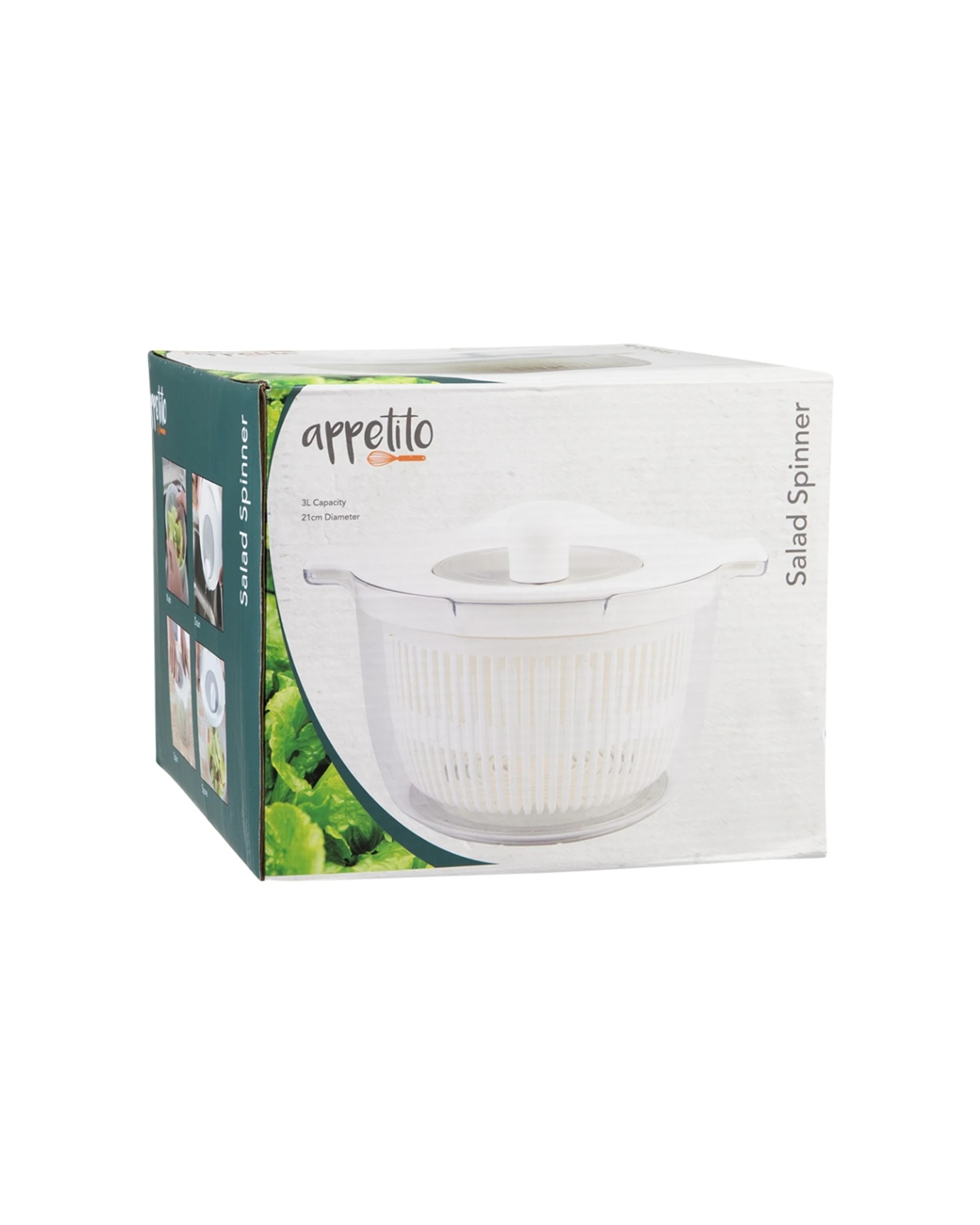 1 Appetito Salad Spinner High Speed Drying Kitchen Tool 3L Capacity - White, 1 of 5
