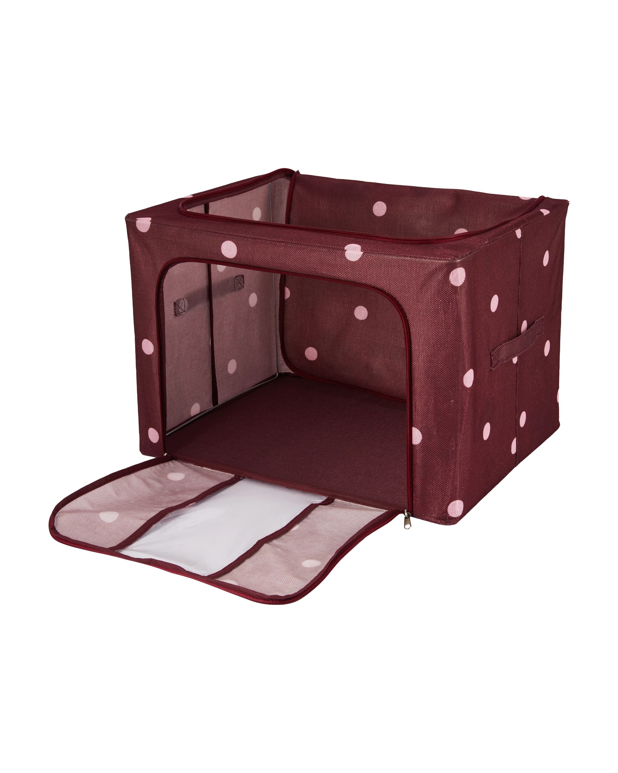 6 Linen Look Collapsible Box with Window - Large, Polka Dot, 6 of 8