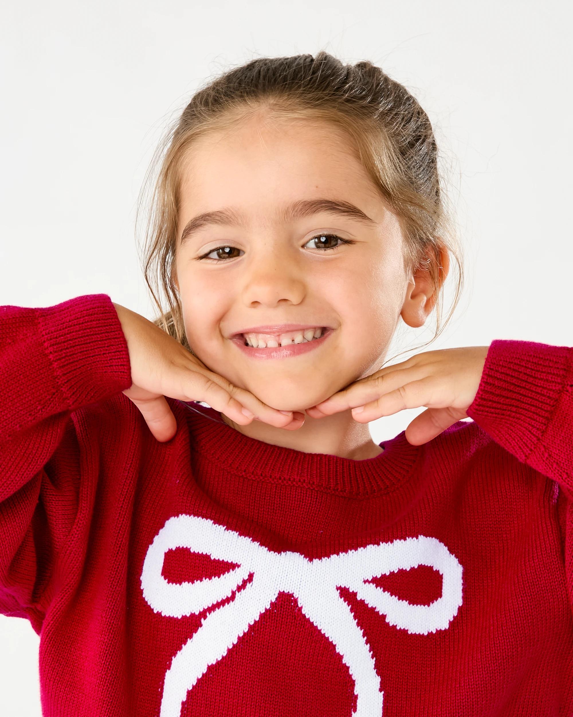 3 Jacquard Knit Jumper Red Bow, 3 of 8