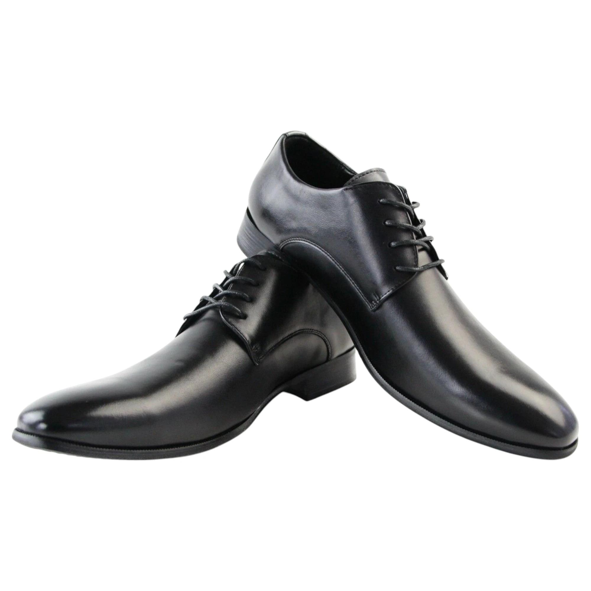 2 Zasel Bobby Lace Up Dress Work Men Synthetic Leather Shoes BLACK, 2 of 4