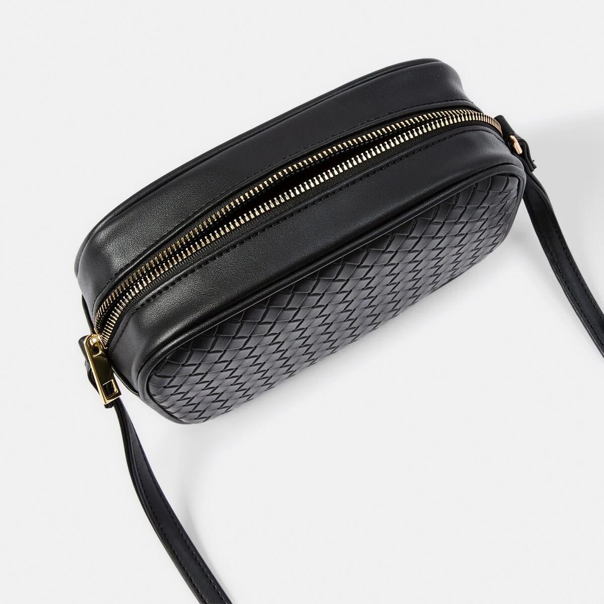 4 Woven Crossbody Bag BLACK, 4 of 5