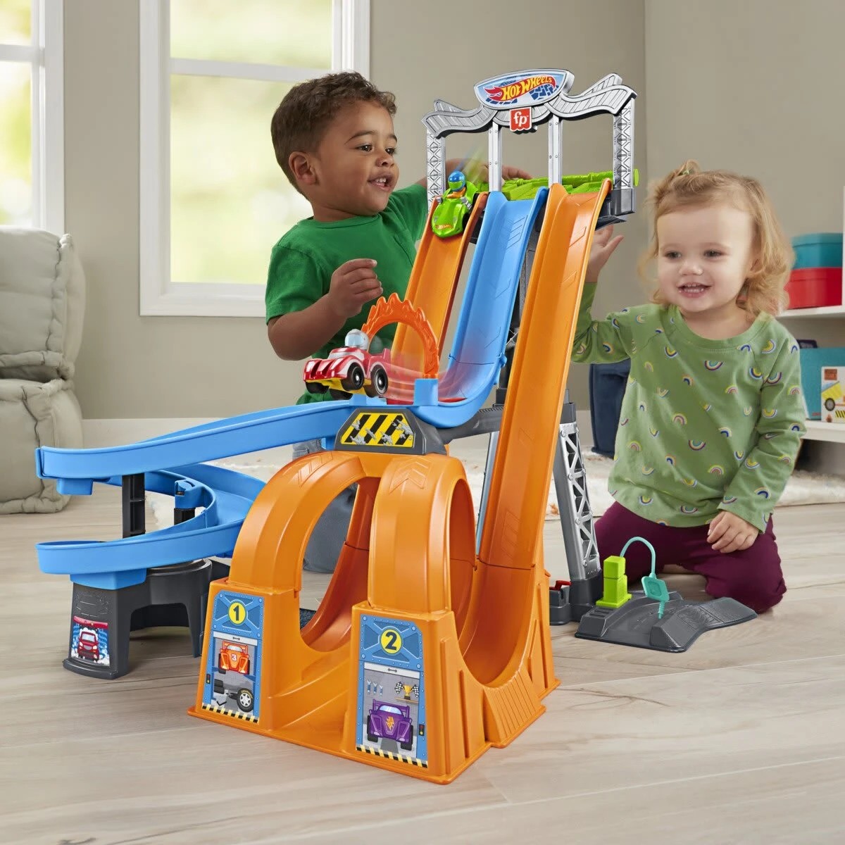 7 Fisher-Price Hot Wheels Little People Racing Loops Tower Toddler Vehicle Playset, 7 of 7