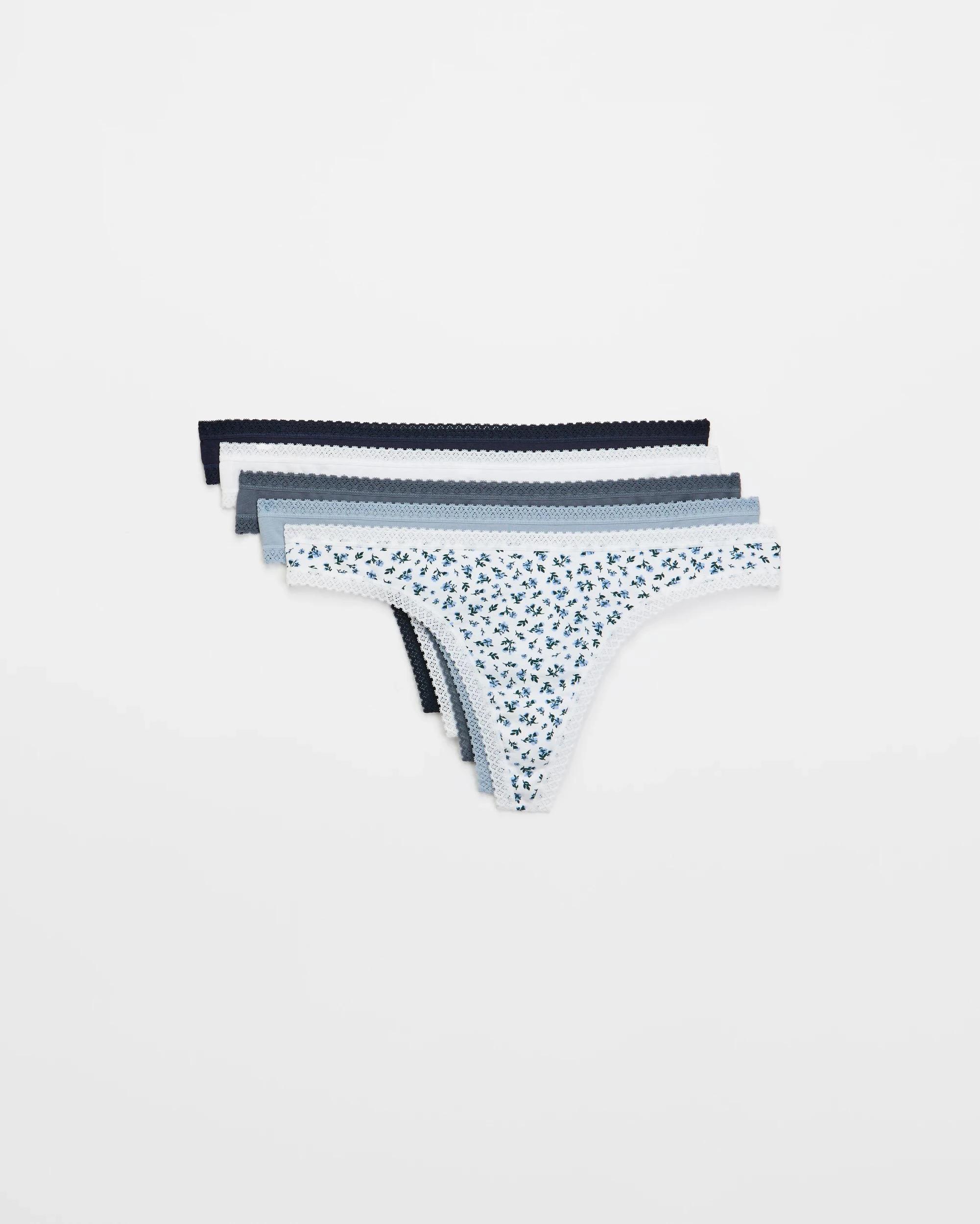 1 Target Woman Womens Australian Cotton Blend G-String Briefs 5 Pack BLUE DITSY, 1 of 3