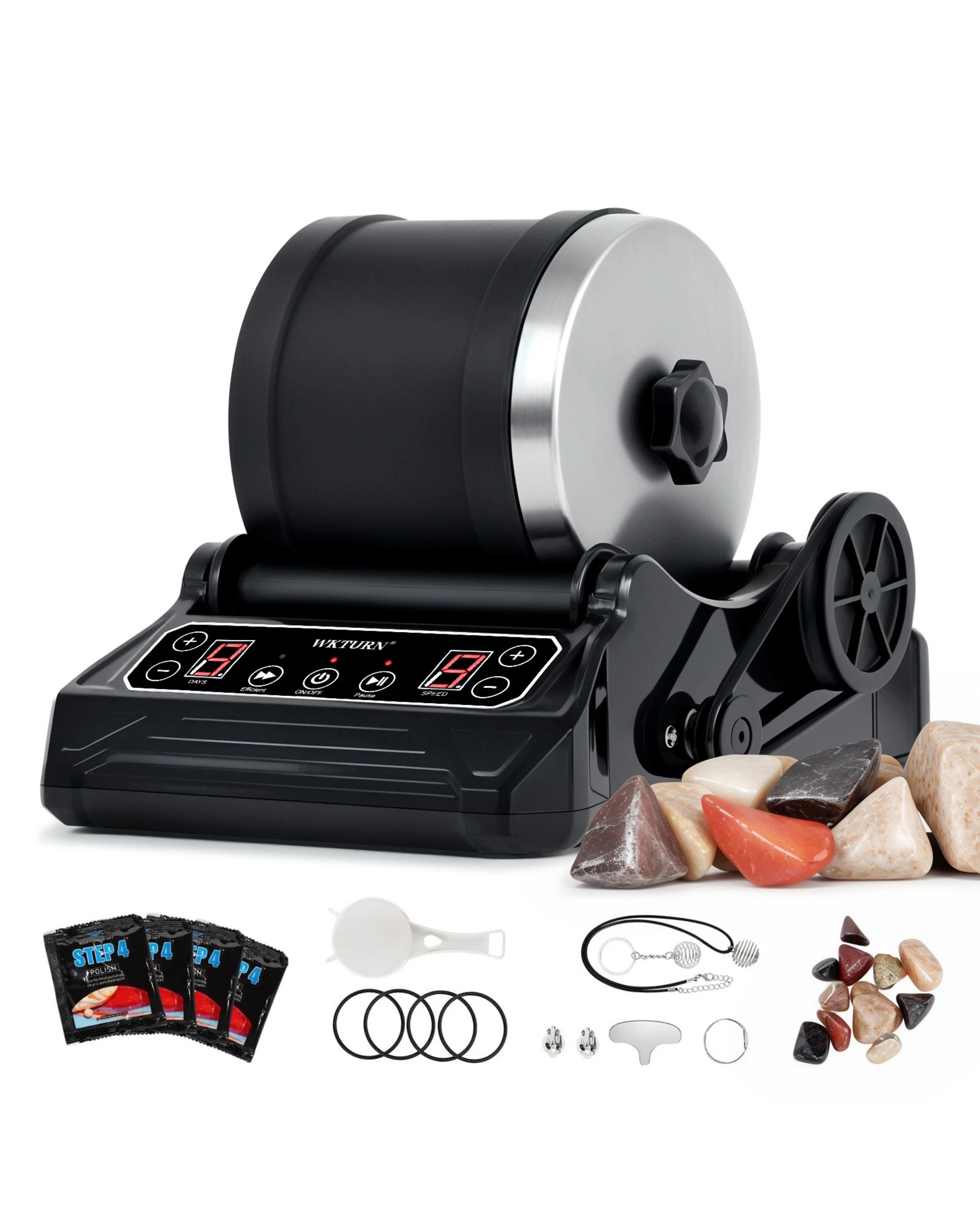1 Advwin Electric Rock Tumbler for Kids Advanced Rock Polisher - Black, 1 of 8
