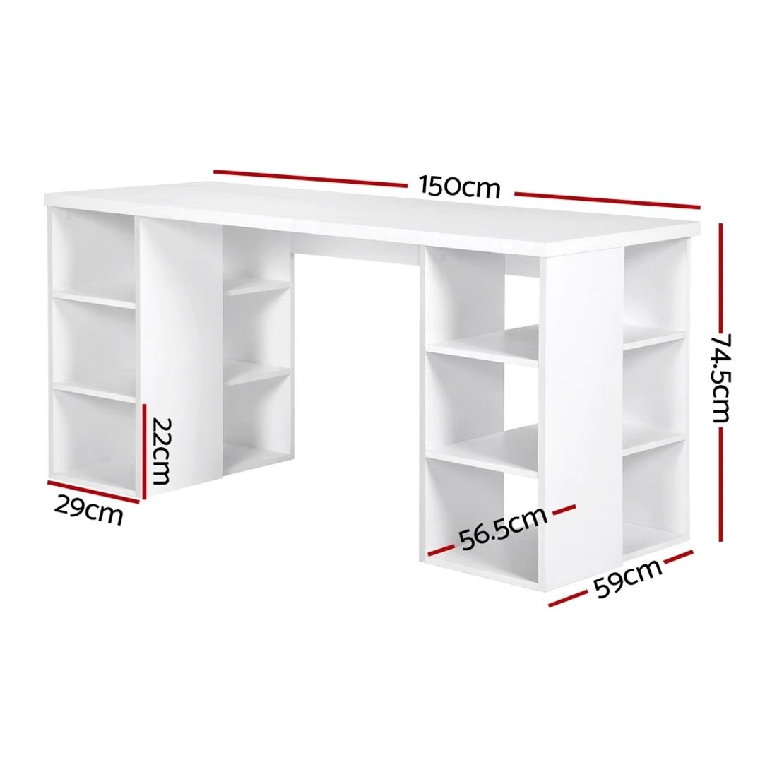 2 Artiss Computer Desk Bookshelf White 150CM - White, 2 of 9