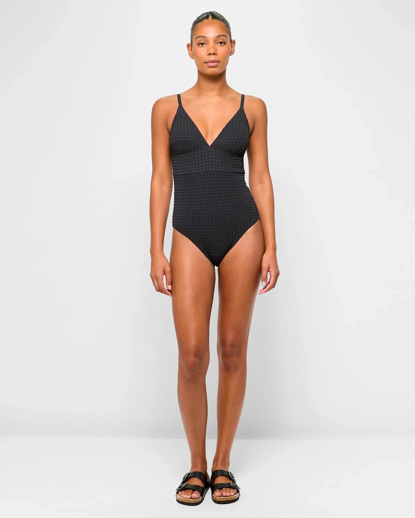 2 Target V-Front Textured One Piece Bathers - Shape Your Body BLACK, 2 of 9