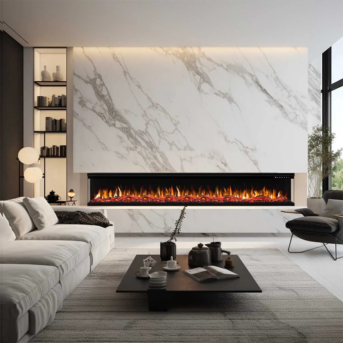 4 Moda Living Fenton 3-Sided 100 inch Electric Fireplace - Black, 4 of 4