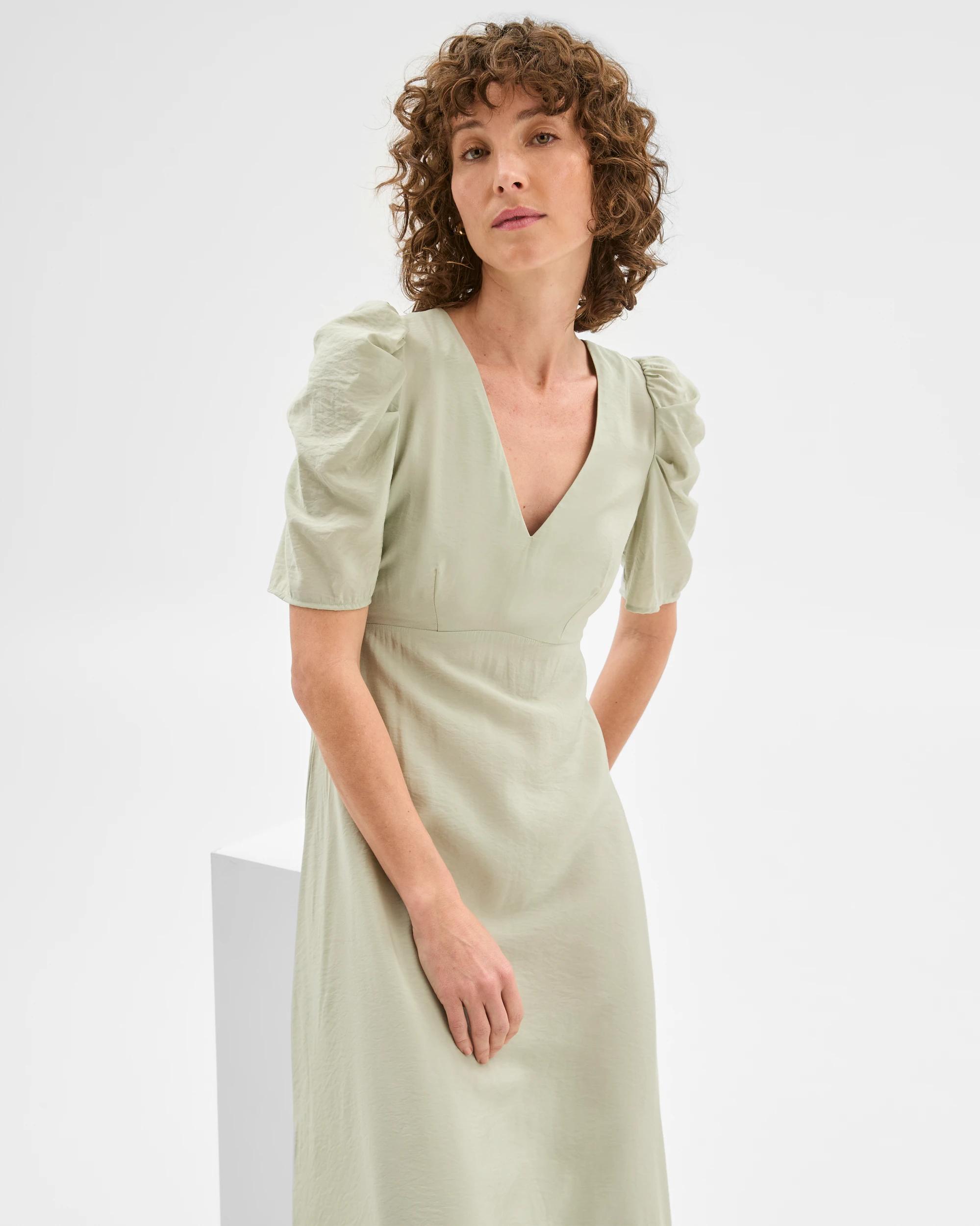 6 Puff Sleeve Dress - Preview DESERT SAGE, 6 of 6