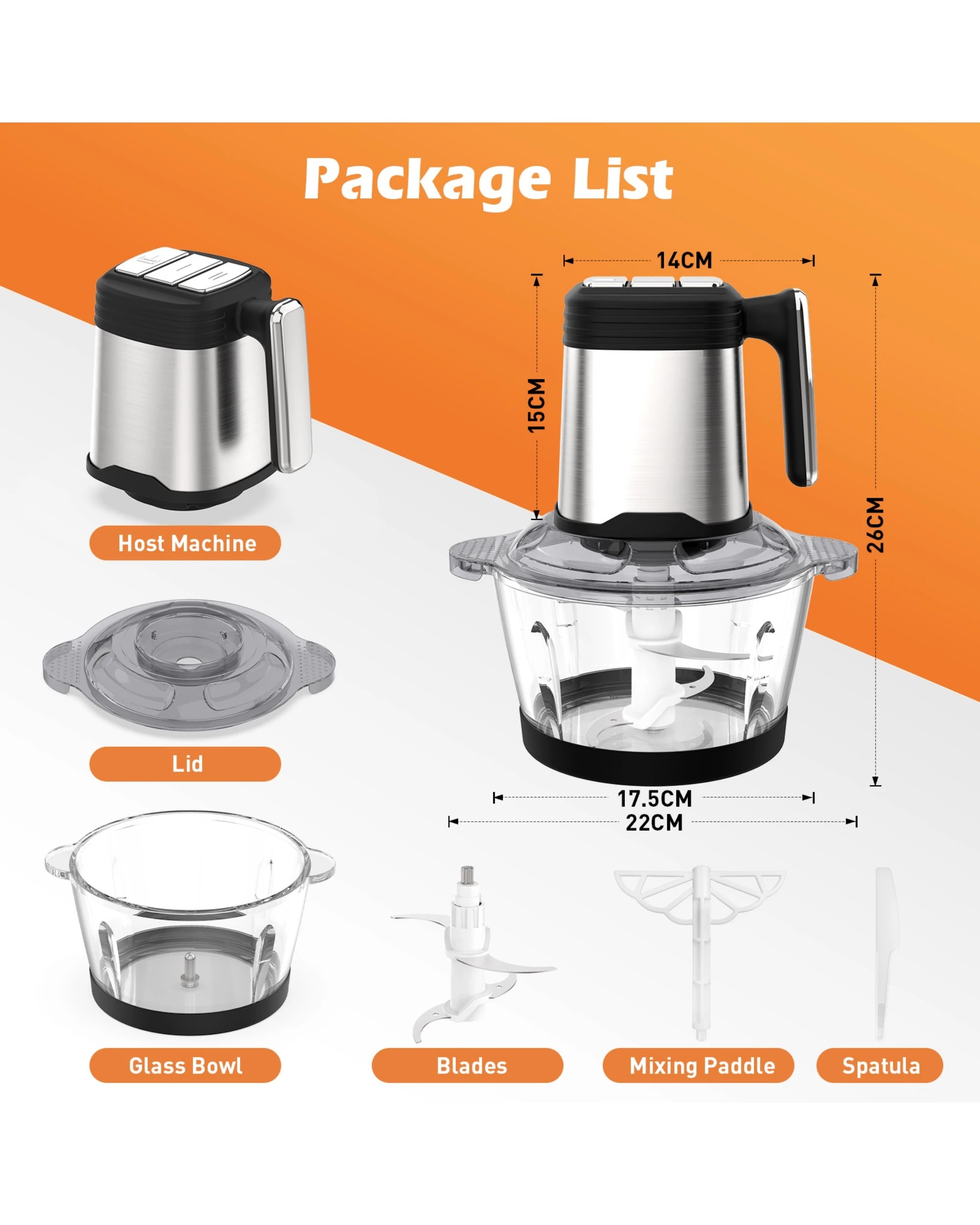 2 Yopower 2L Food Processor - Silver, 2 of 2