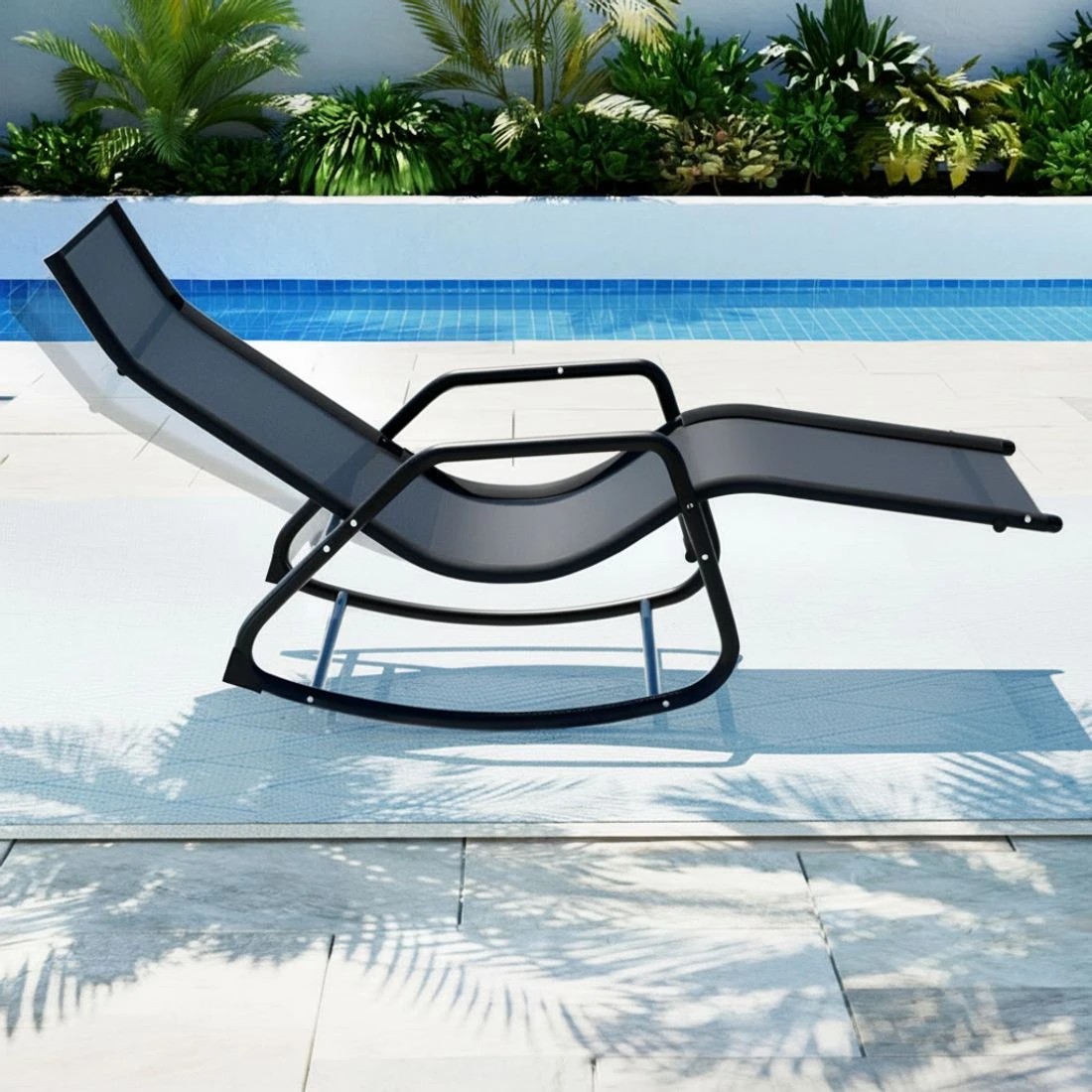 4 Gardeon Sun Lounge Rocking Chair Outdoor Lounger Patio Furniture Pool Garden - Black, 4 of 5