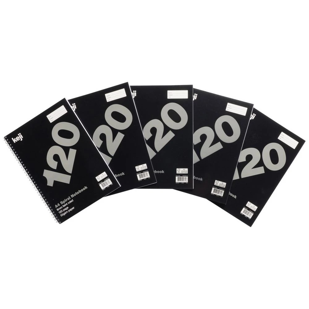 1 Keji A4 Notebook 120 Page 5 Pack, 1 of 2