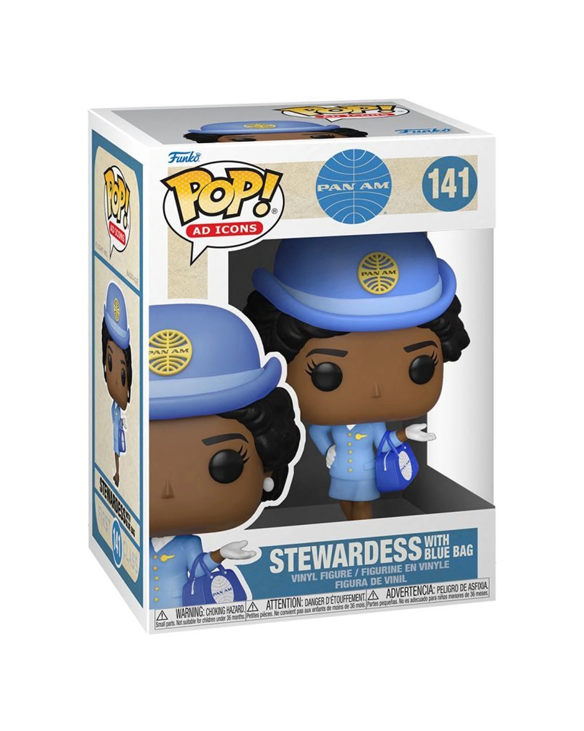 2 Pop Pan Am Pop Vinyl - Stewardess Action Figure - Vinyl Figure 10Cm - Blue, 2 of 3
