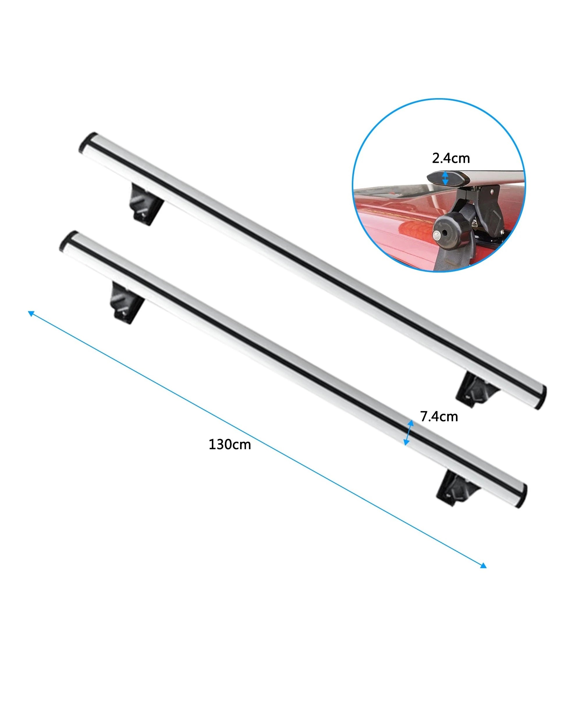 3 Elora Car Roof Rack Cross Bars Luggage Carrier Vehicle Adjustable 130cm Silver, 3 of 6
