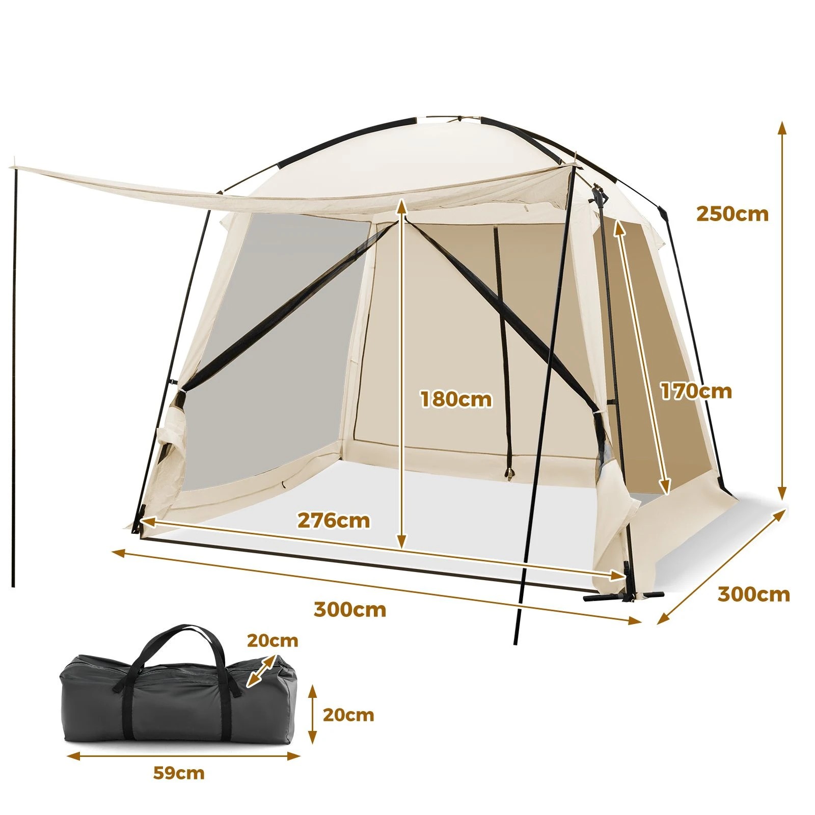 2 Costway 6-Person Waterproof Outdoor Tent w/4-Side Mesh Walls Family Camping Hiking Picnic, 2 of 2