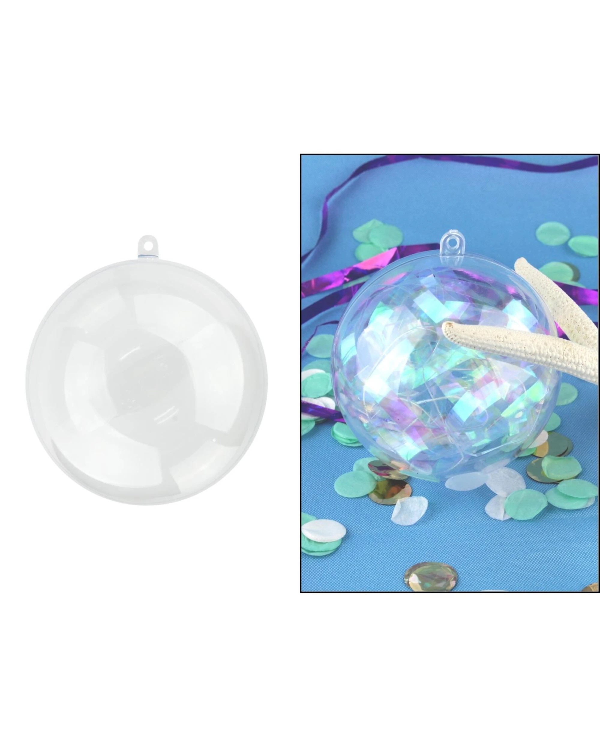 1 Partyrama Clear Plastic Fillable Bauble 10cm, 1 of 5