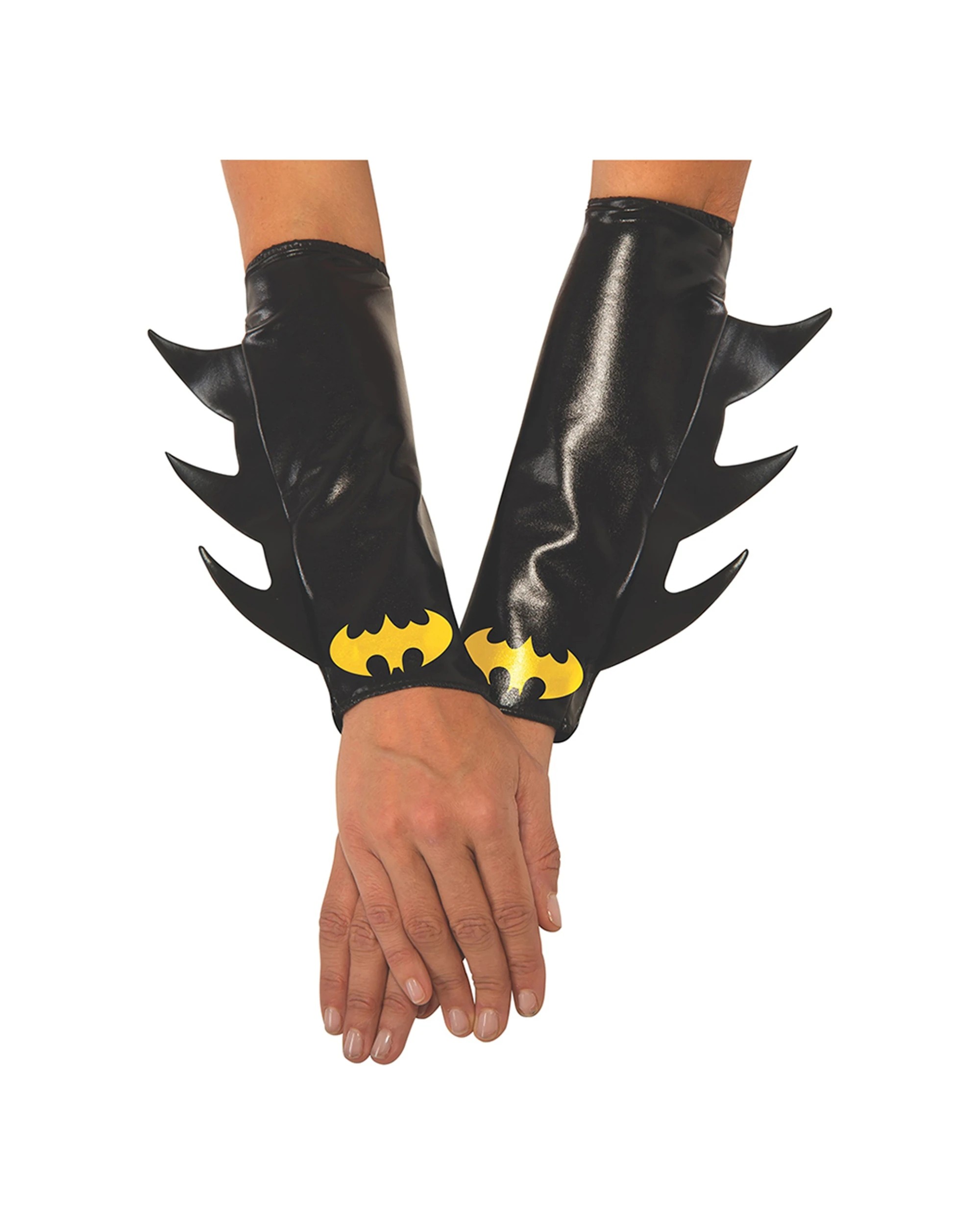 1 Rubies Batgirl Gauntlets Adult Costume Accessory Gloves Dc Comics Replica Vinyl Look Fins - Black, 1 of 3