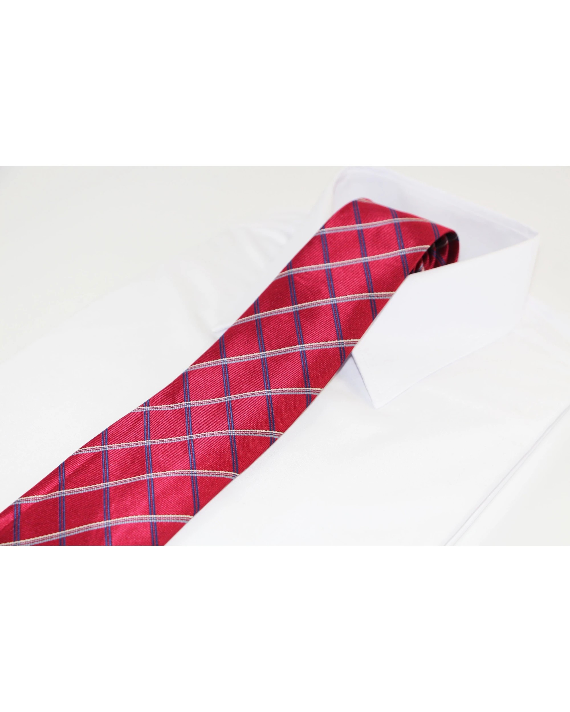 1 Zasel Mens Dark Red And Navy Striped Patterned 8cm Neck Tie, 1 of 2