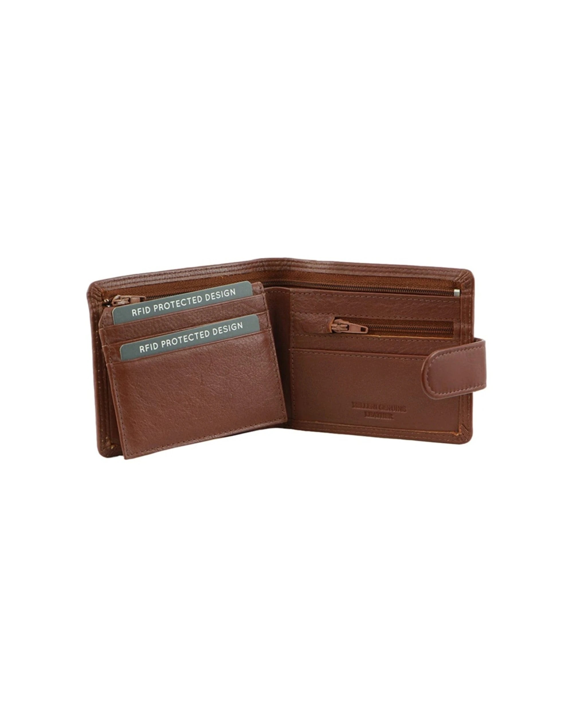 2 Milleni Men's Leather Tab Cash/Card RFID Protected Wallet 11x9.5cm Tan - Brown, 2 of 2