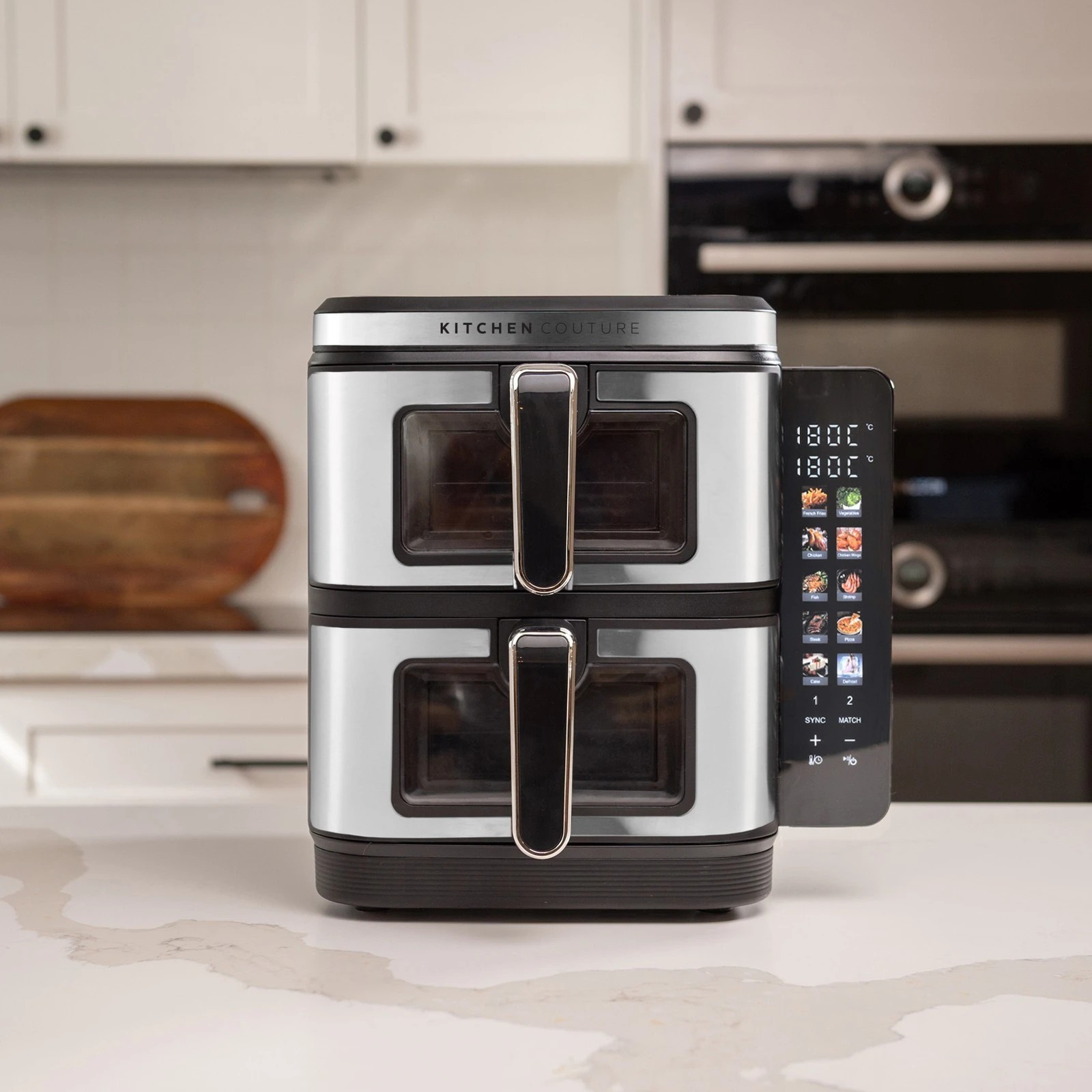 7 Kitchen Couture Dual Drawer Vertex Air Fryer 11L Compact Stacked Design - Grey, 7 of 8