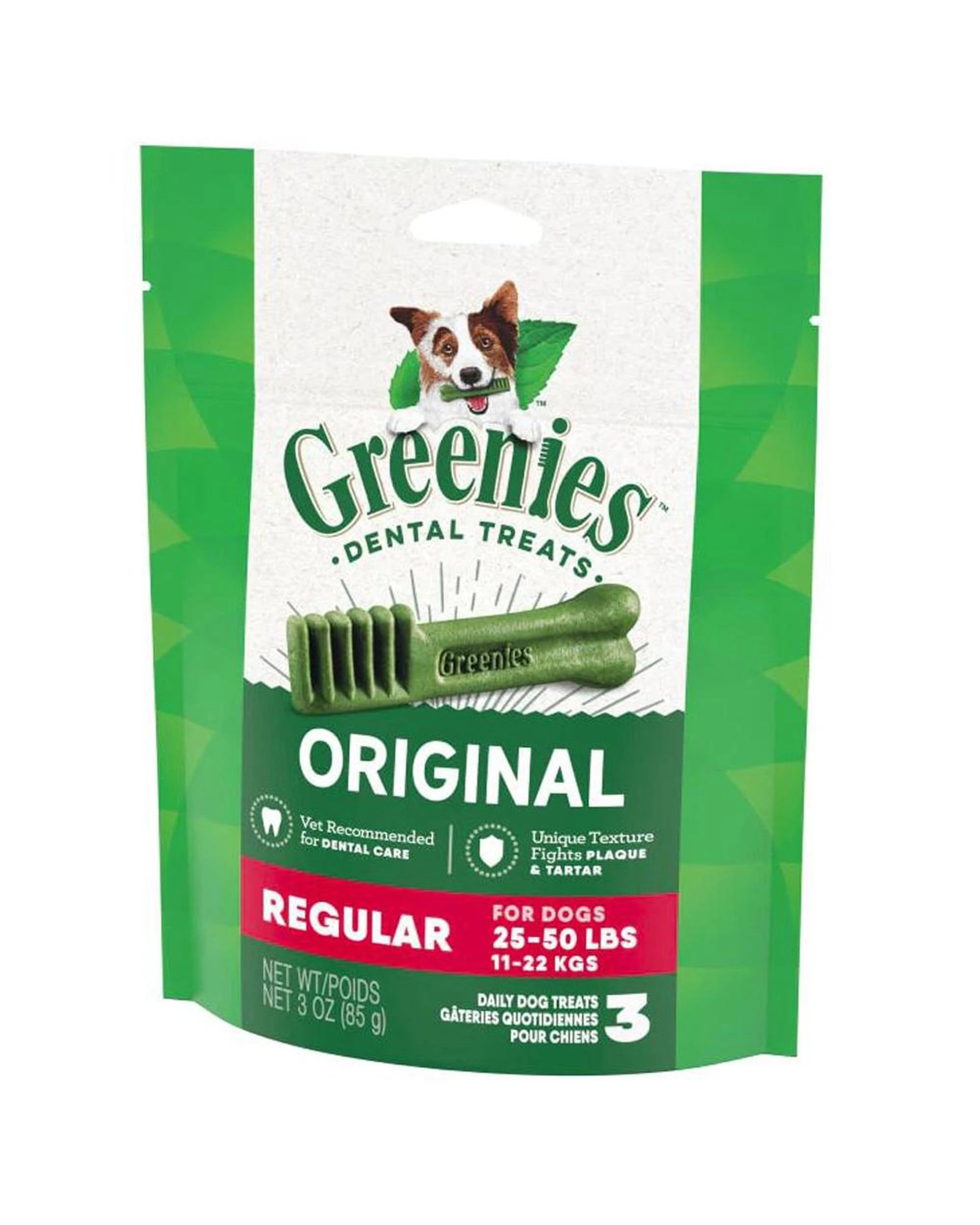 3 Greenies Dental Treats Oral Care Original Regular for Dogs 11-22kg 3 Pack, 3 of 9