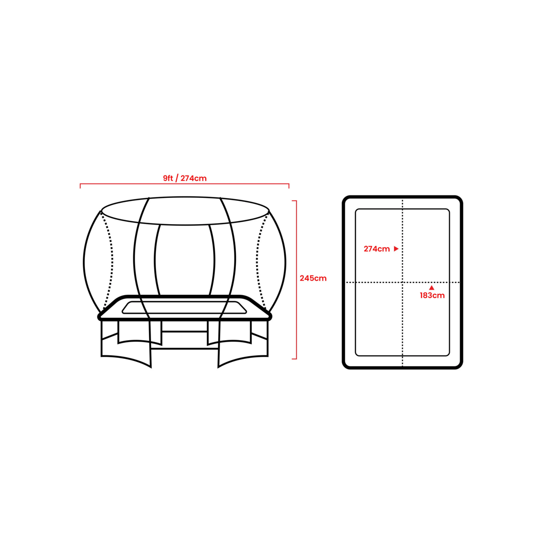 8 Kahuna 6 ft x 9 ft Rectangular Outdoor Trampoline - Orange
 - orange, 8 of 10