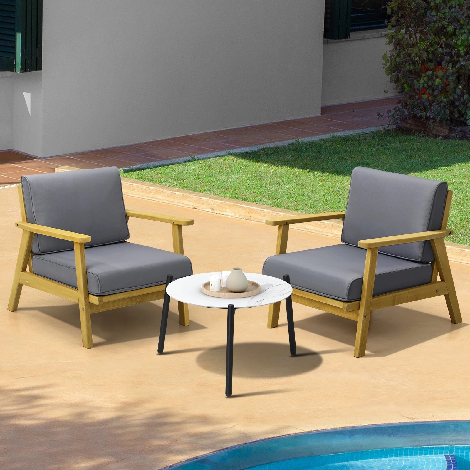 2 Livsip 3pcs Outdoor Lounge Set Patio Furniture Sets 50cm Coffee Side Table
 - Multi, 2 of 10