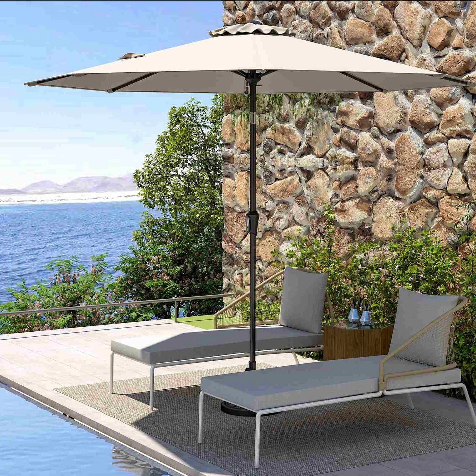 2 Costway 2.7M Beach UmbrellaTilting Parasol Sun Shelter Shade - Beige, 2 of 2