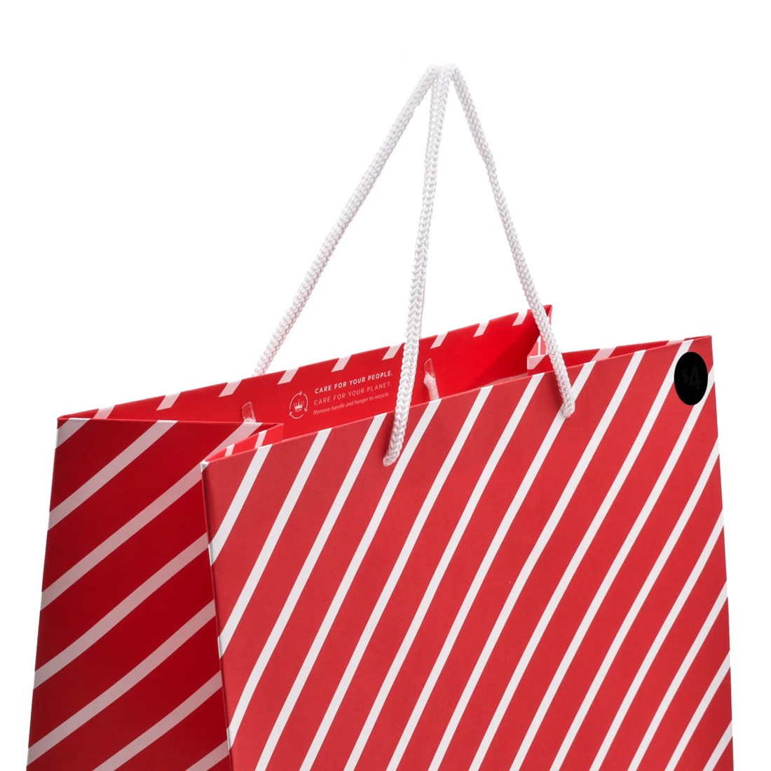 3 Hallmark Large Red Diagonal White Stripe Gift Bag, 3 of 3