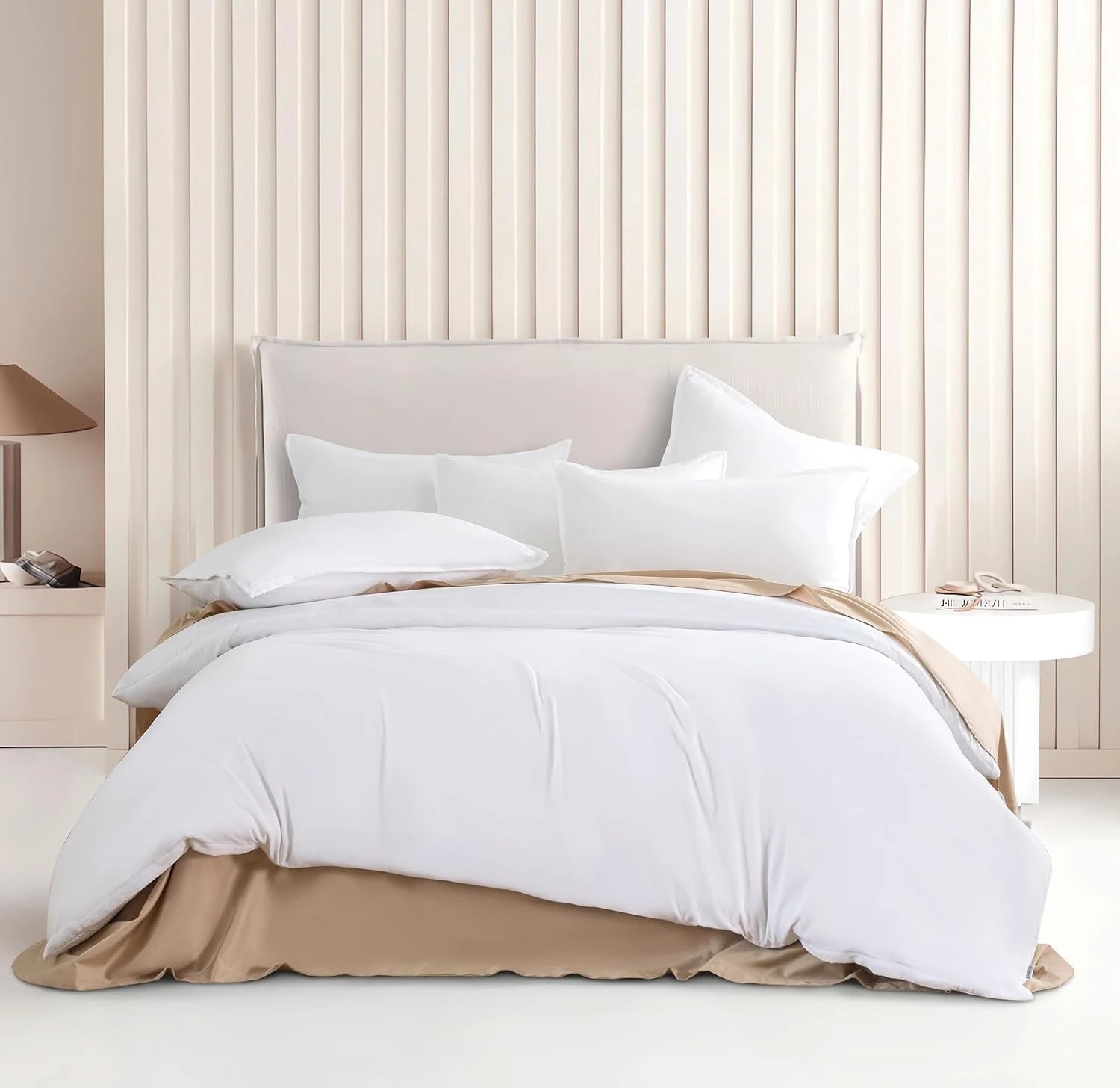 1 CleverPolly 100% Vintage Washed Microfibre Quilt Cover Set - Queen Bed - White, 1 of 7