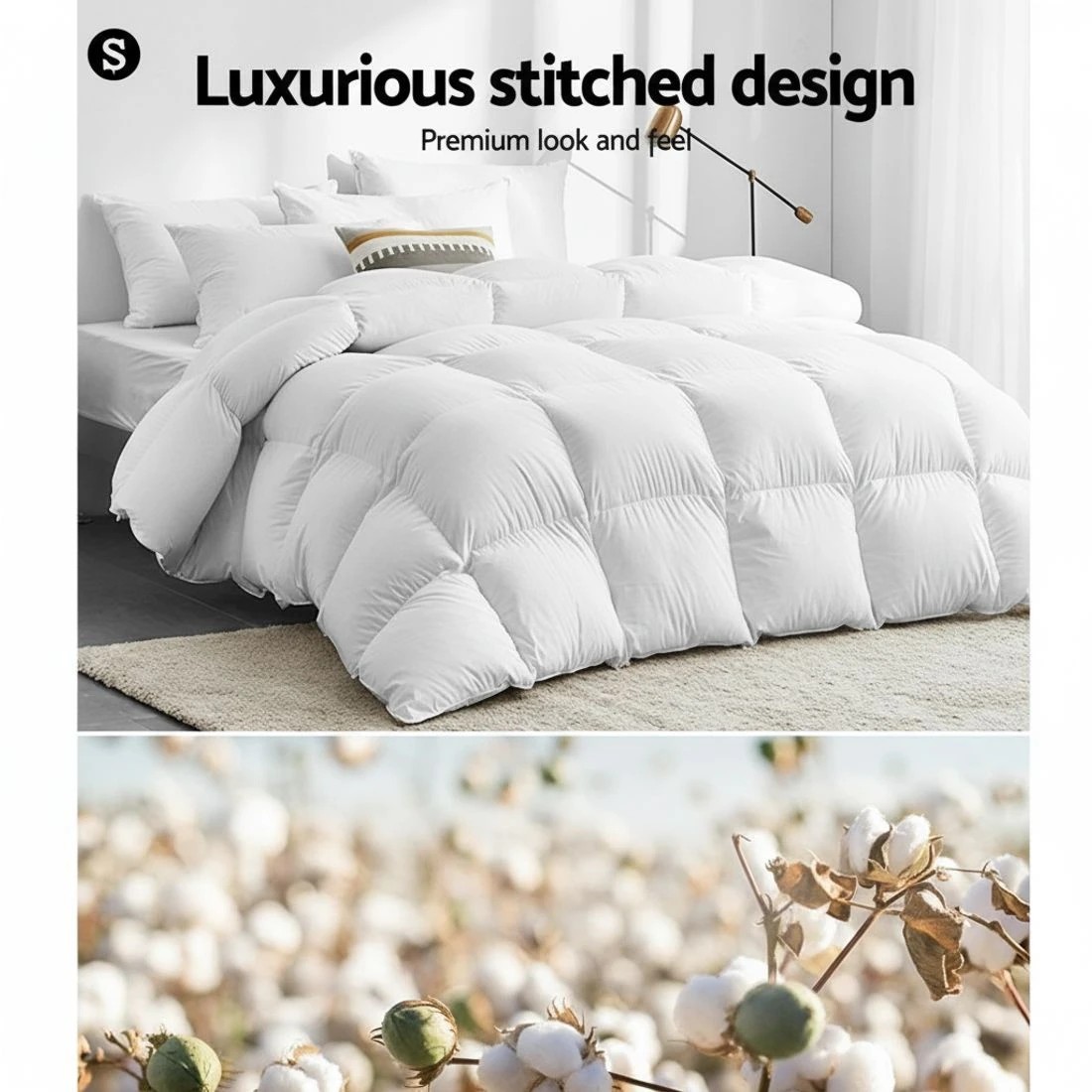 7 Giselle Bedding 800GSM Goose Down Feather Quilt Super King - Super King Bed - White, 7 of 8