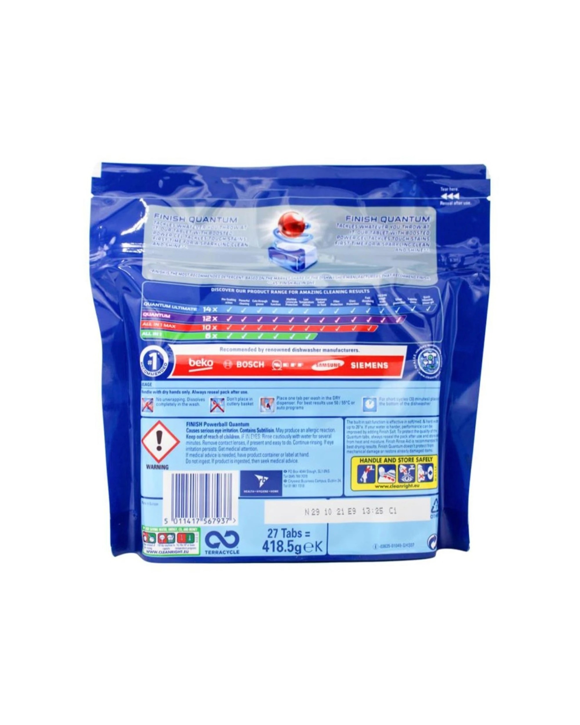 3 Finish 27pc Powerball Dishwashing Tablets Quantum Limescale Prevention - Blue, 3 of 3