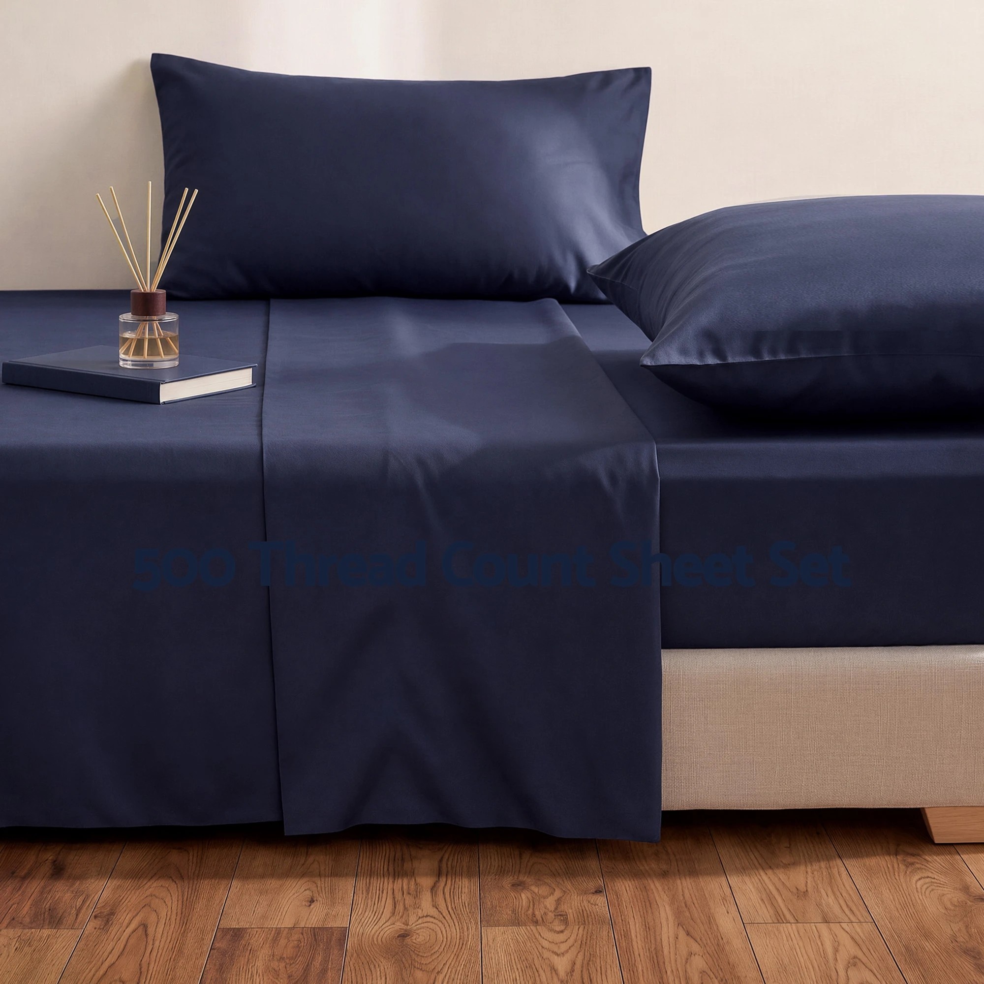 5 Giselle Bedding 500TC Cotton Sheet Set 40cm Deep Pocket for Hot Sleeper - Single Bed - Blue, 5 of 9