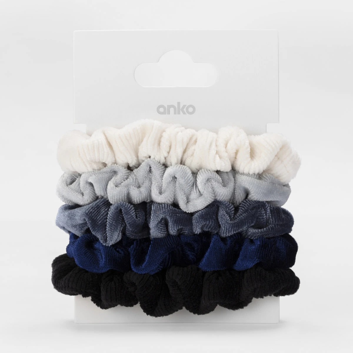 5 5 Pack Mini Hair Scrunchies - Blue, Black & Ombre, 5 of 5