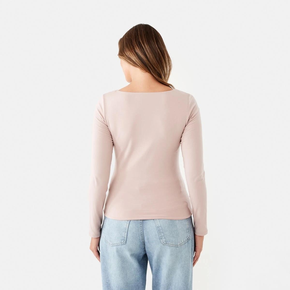 4 Long Sleeve Square Neck Top Rose Pink, 4 of 7
