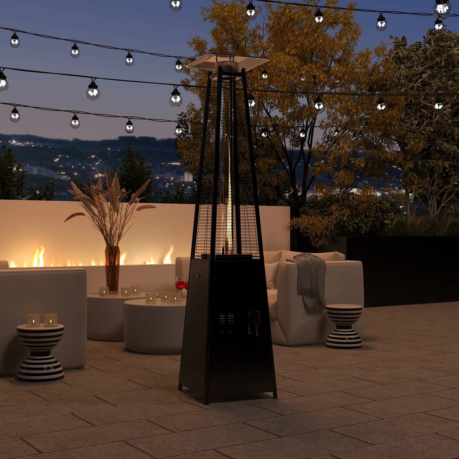5 Havana Outdoors Gas Pyramid Flame Heater 13KW Steel Regulator Black - Black, 5 of 7